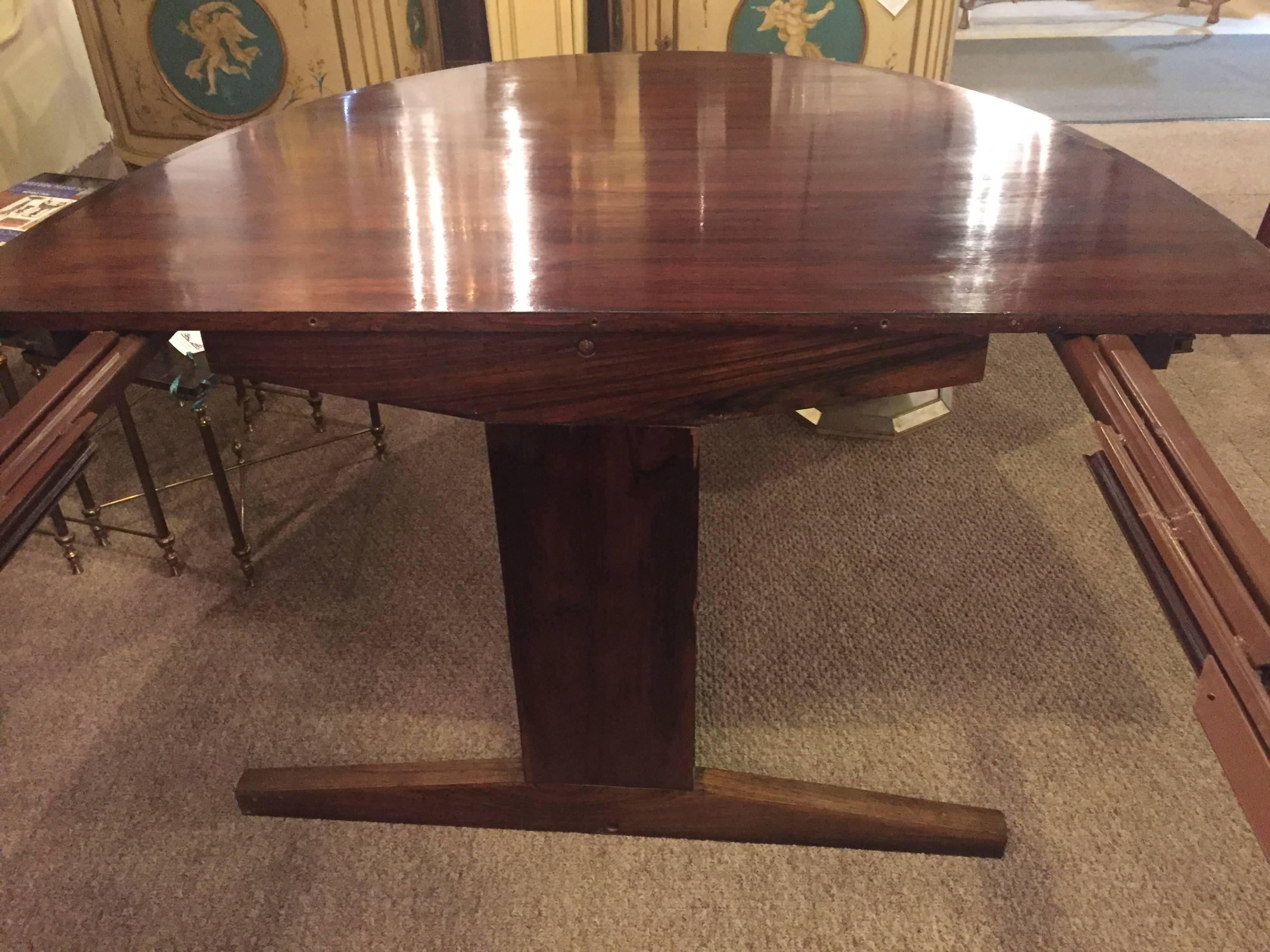 Rosewood Oval Mid-Century Modern Dining Room Table with One Leaf 1