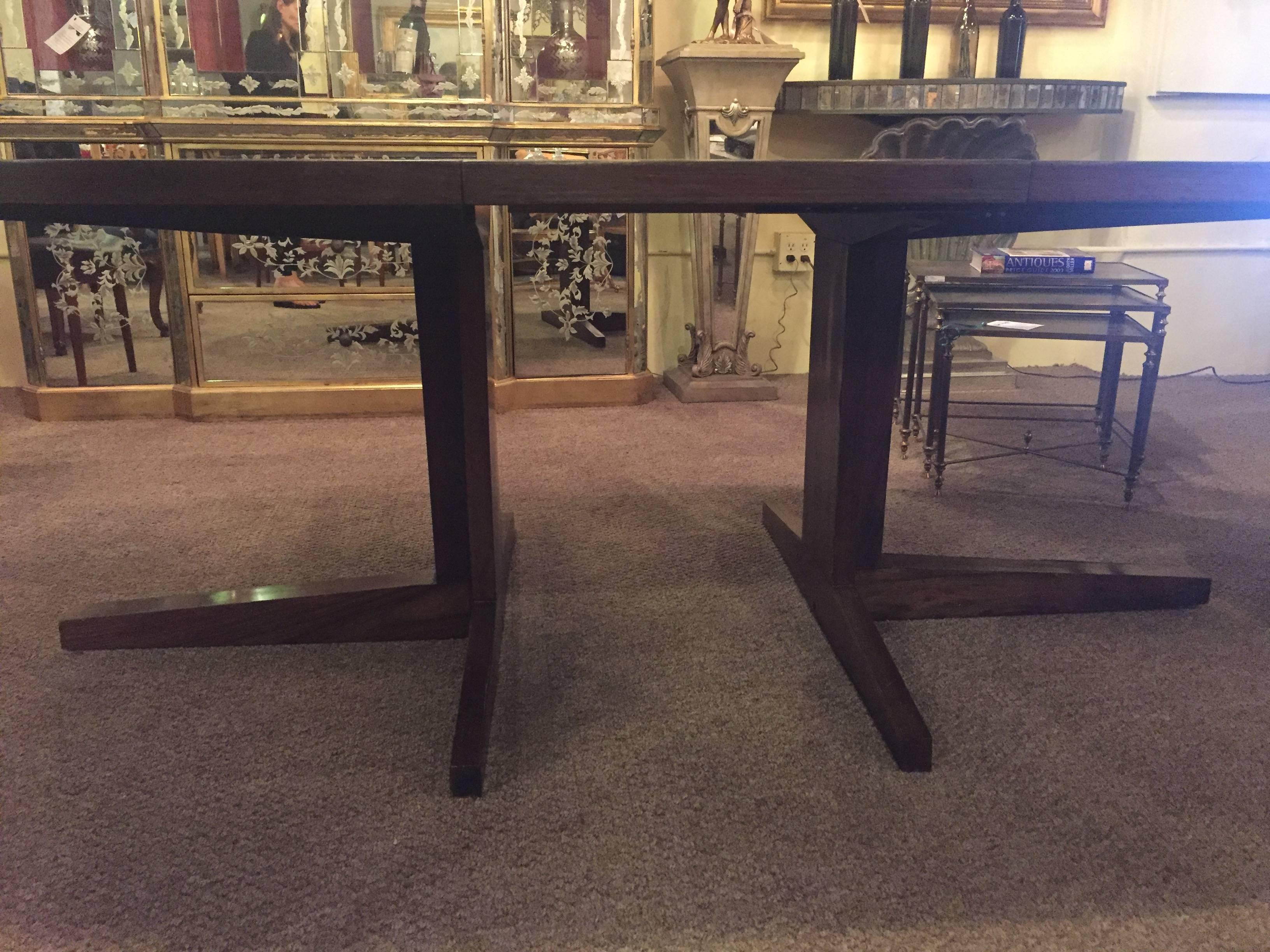 Rosewood Oval Mid-Century Modern Dining Room Table with One Leaf 2