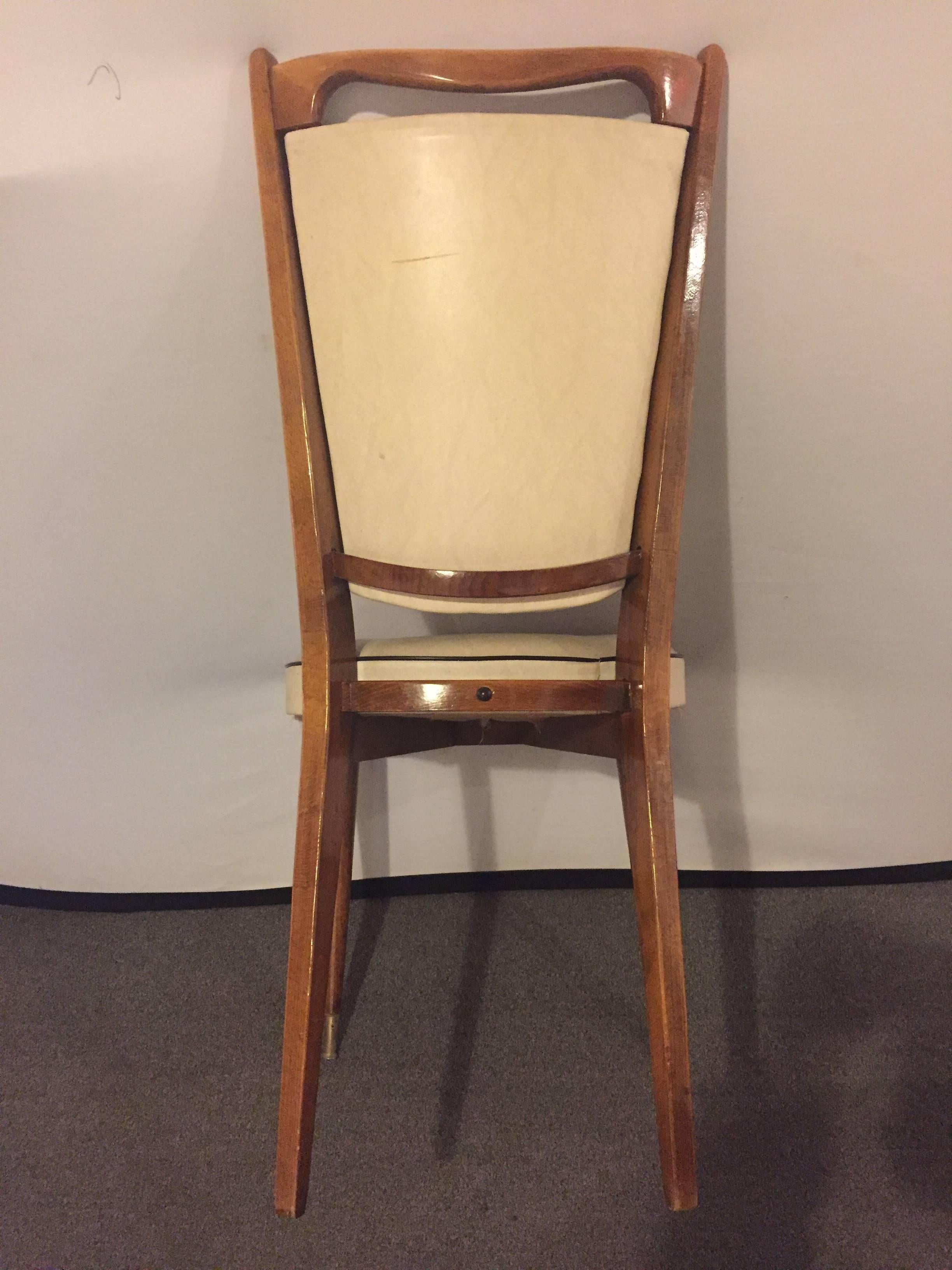 Set of Six Mid-Century Modern Gio Ponti Style Dining Chairs High V-Shaped Backs In Good Condition In Stamford, CT