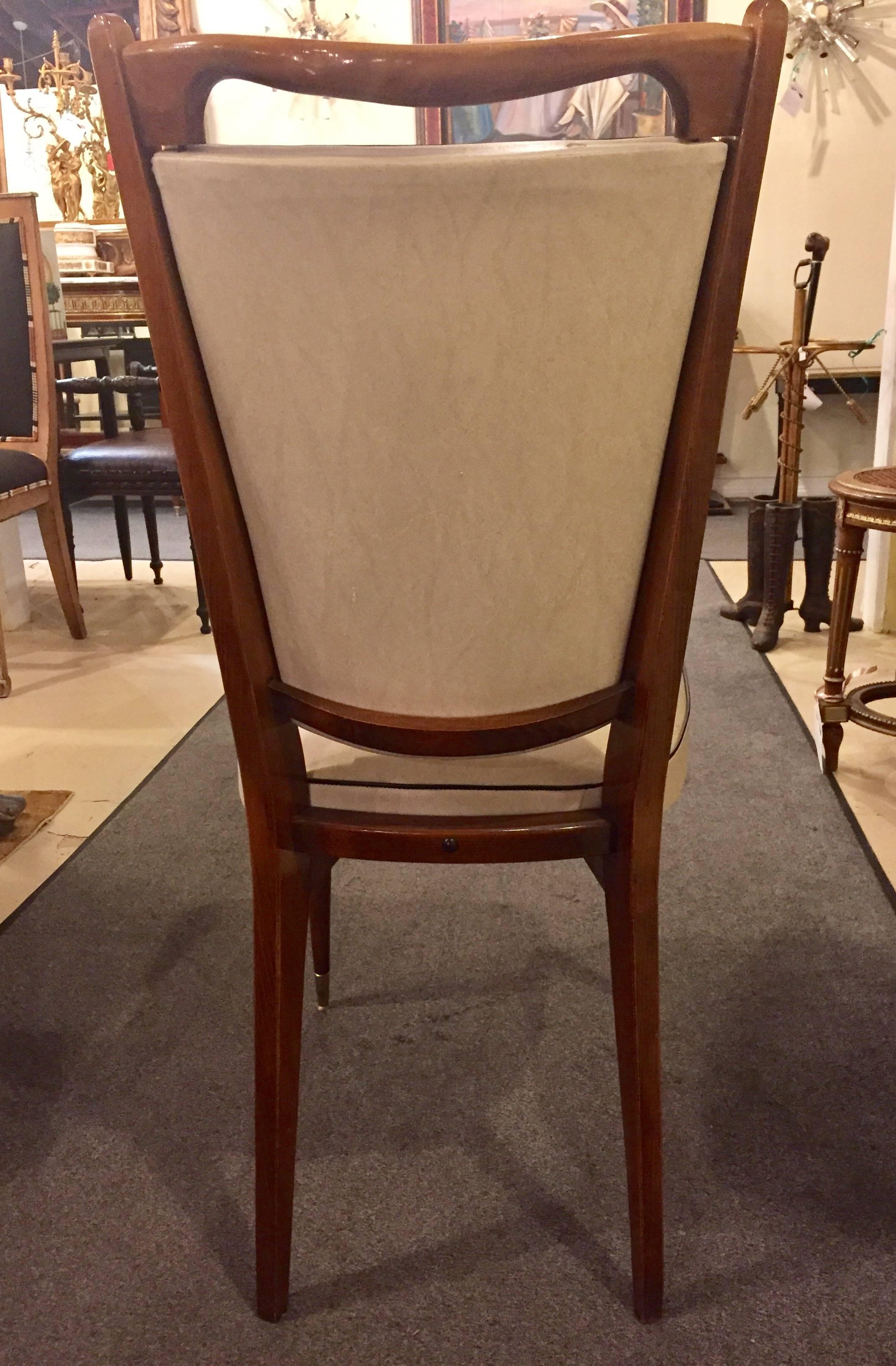 Set of Six Mid-Century Modern Gio Ponti Style Dining Chairs High V-Shaped Backs 5