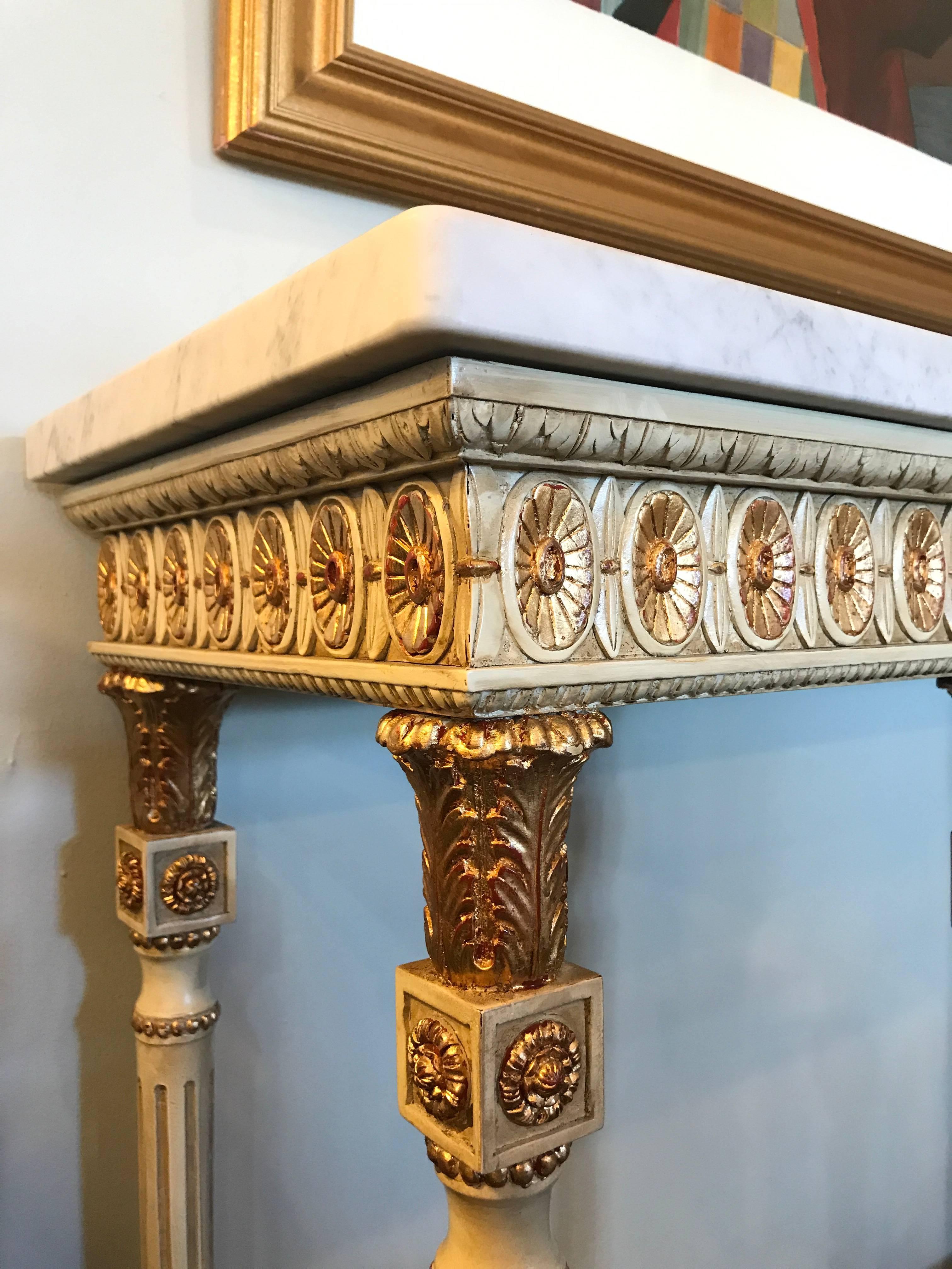 Pair of Parcel-Gilt and Painted Louis XVI Style Consoles in Maison Jansen Manner 3