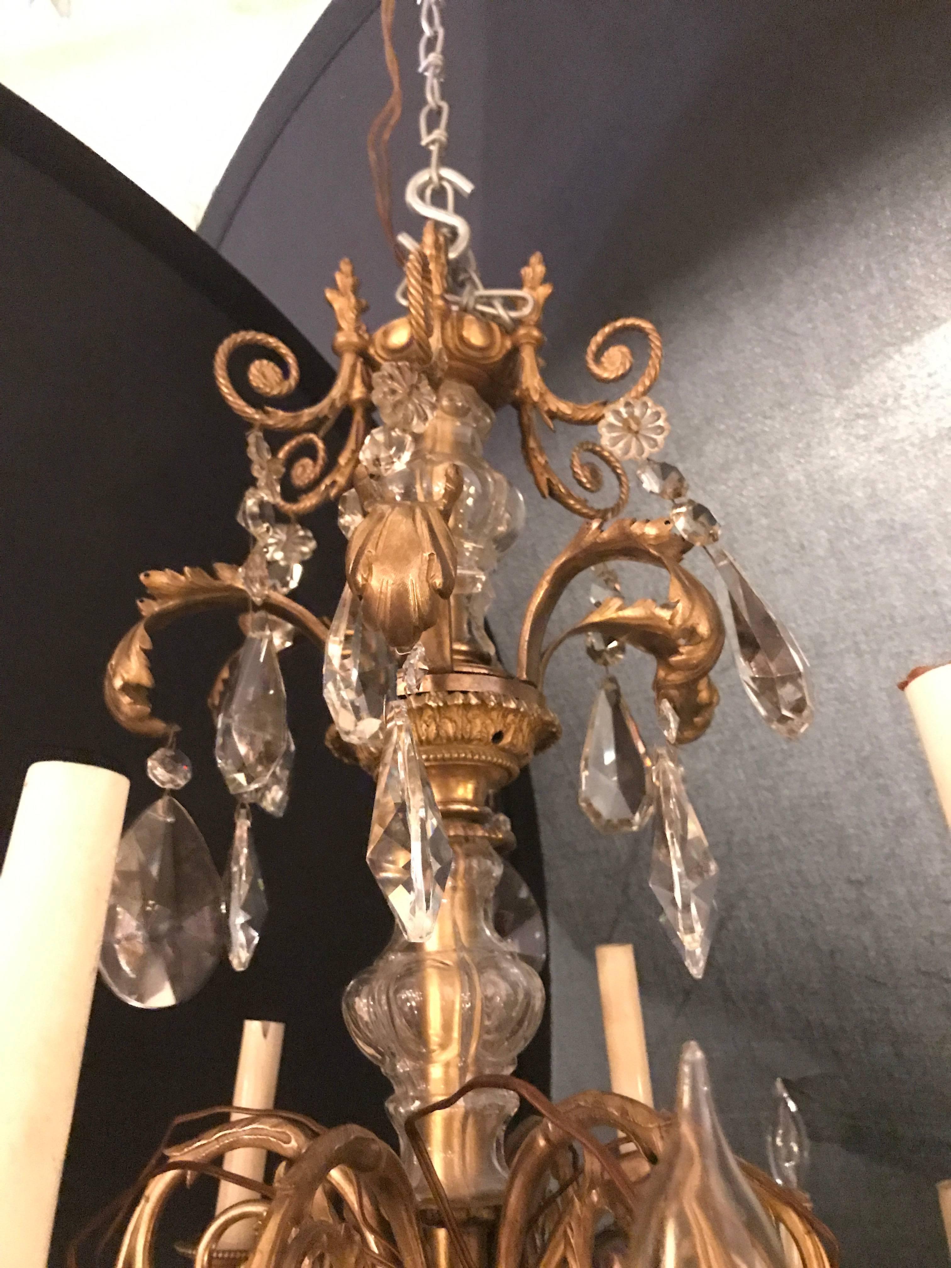 19th Century Dore Bronze and Fine Crystal Chandelier, Doyle Galleries, NY 4