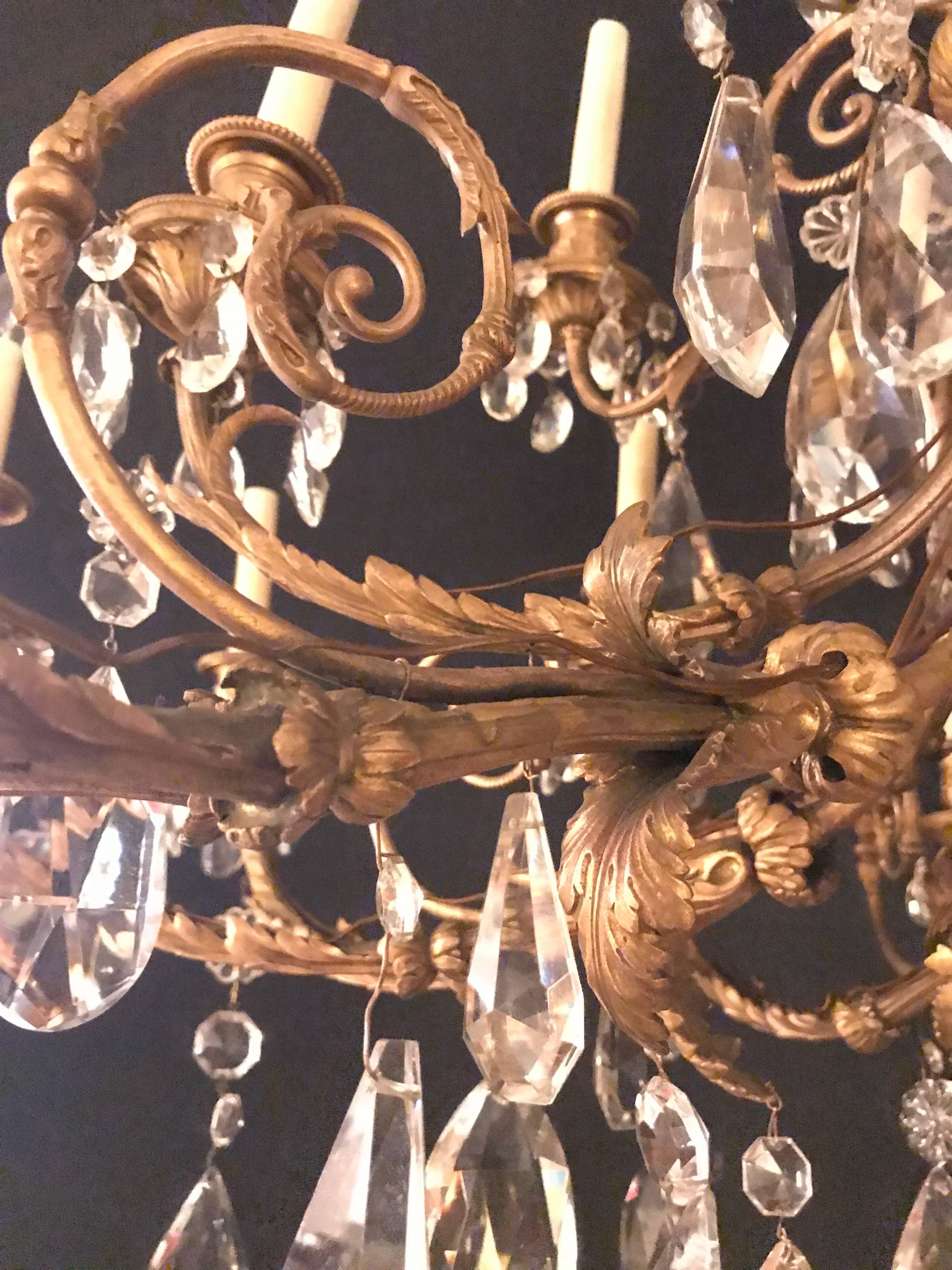 19th Century Dore Bronze and Fine Crystal Chandelier, Doyle Galleries, NY 5