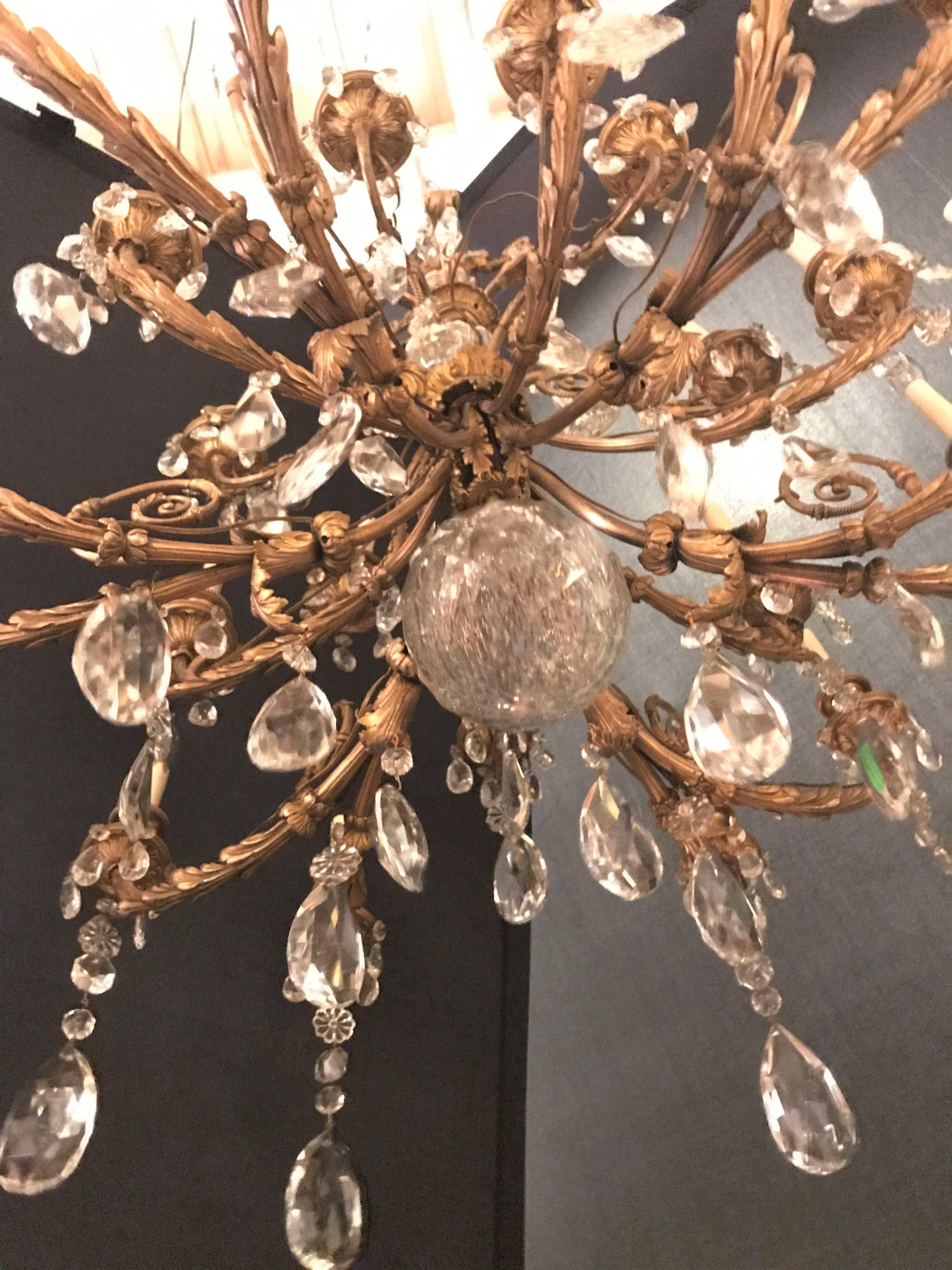 French 19th Century Dore Bronze and Fine Crystal Chandelier, Doyle Galleries, NY
