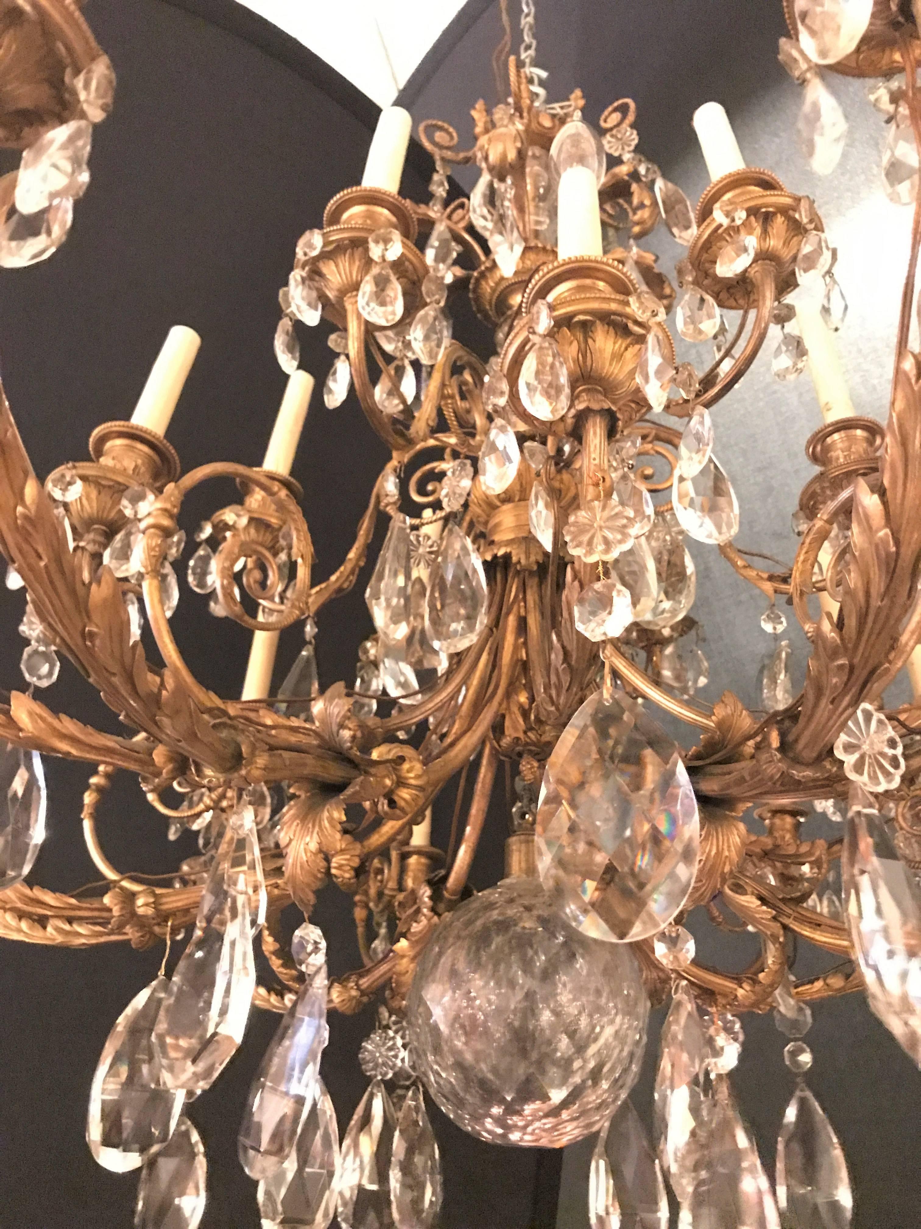19th Century Dore Bronze and Fine Crystal Chandelier, Doyle Galleries, NY 1