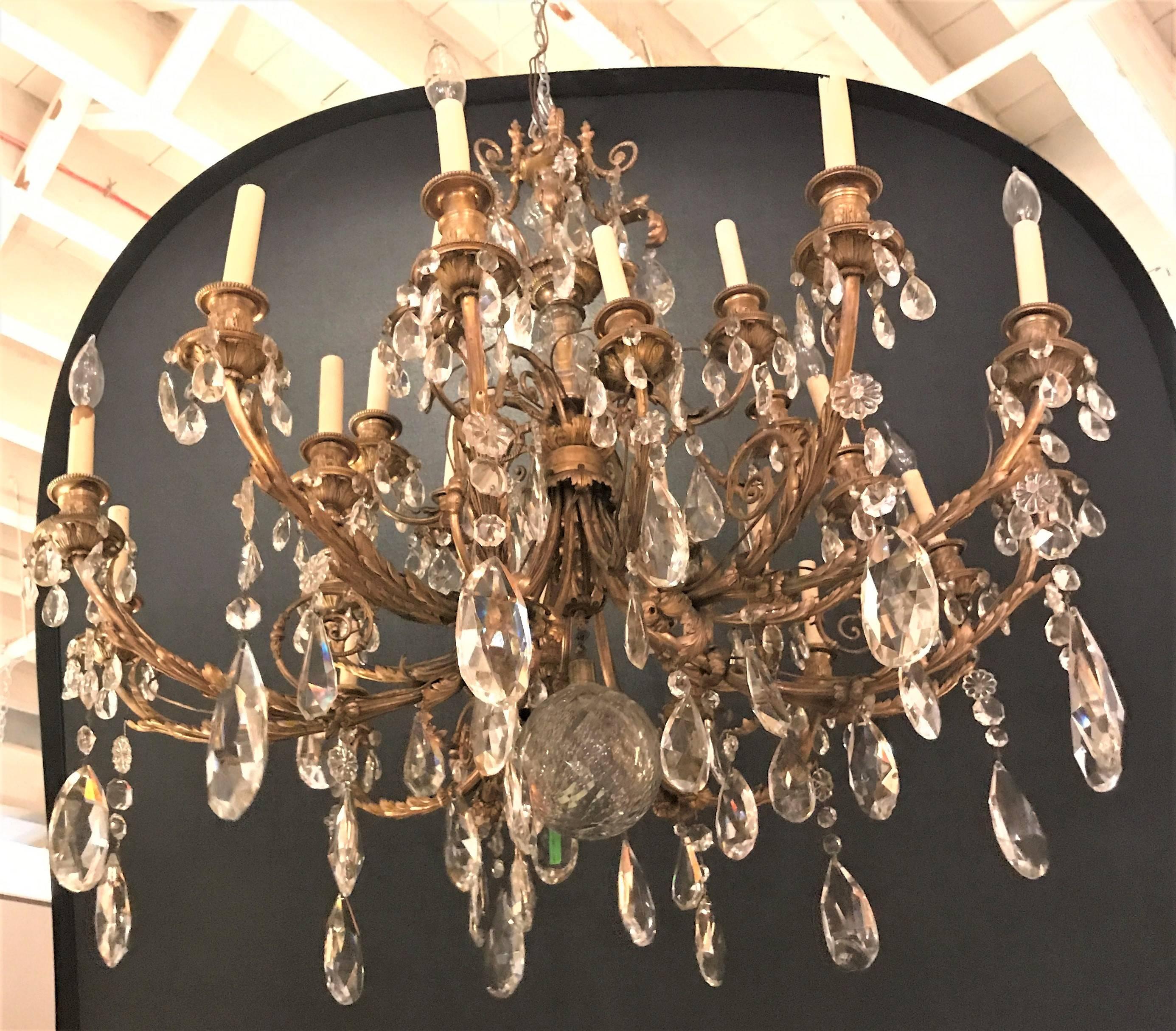 Belle Époque 19th Century Dore Bronze and Fine Crystal Chandelier, Doyle Galleries, NY