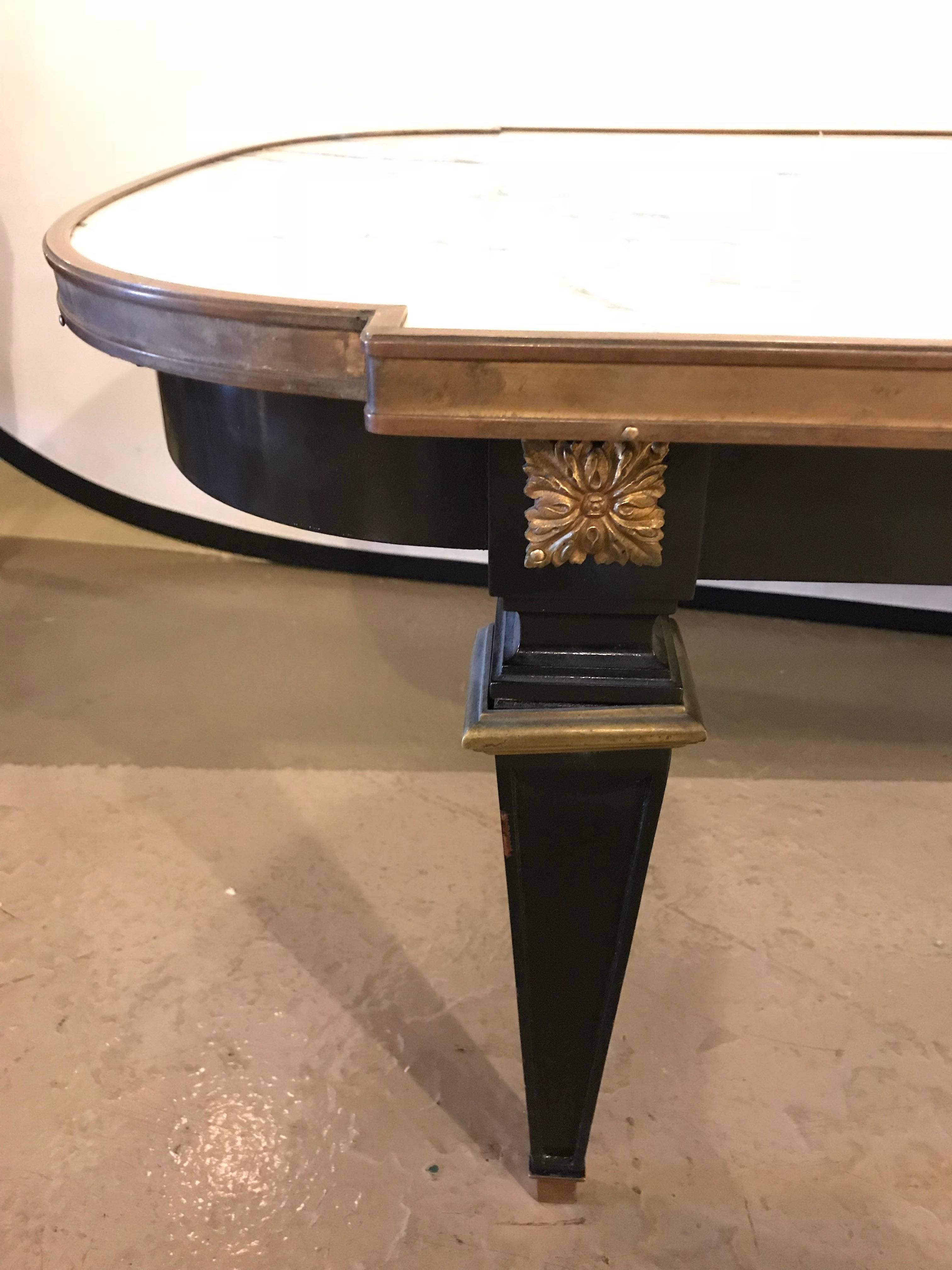 20th Century Louis XVI Style Hollywood Regency Ebonized Marble-Top Coffee Table by Jansen