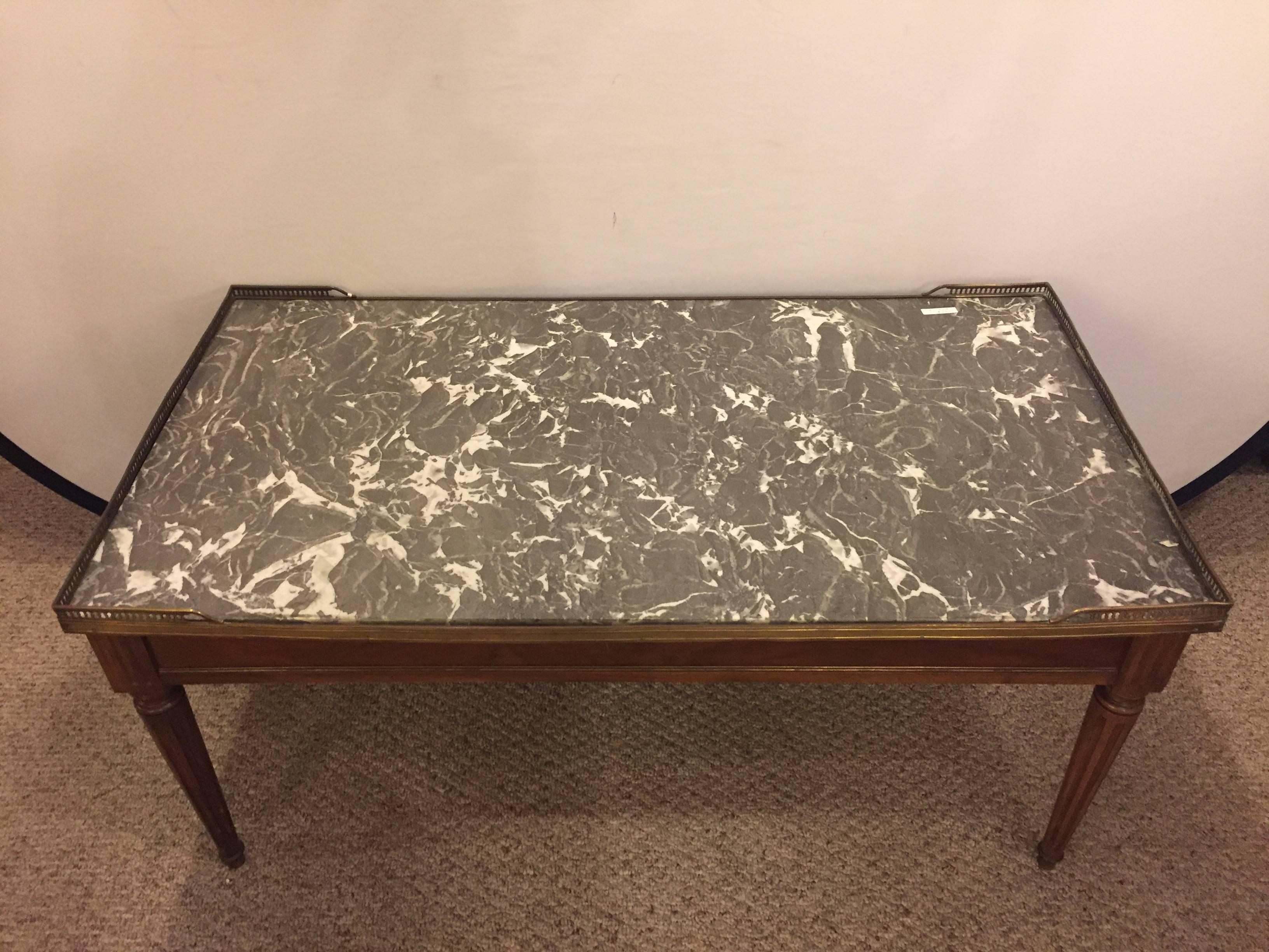 Hollywood Regency Louis XVI Style Marble-Top Maison Jansen Low Table / Coffee Table