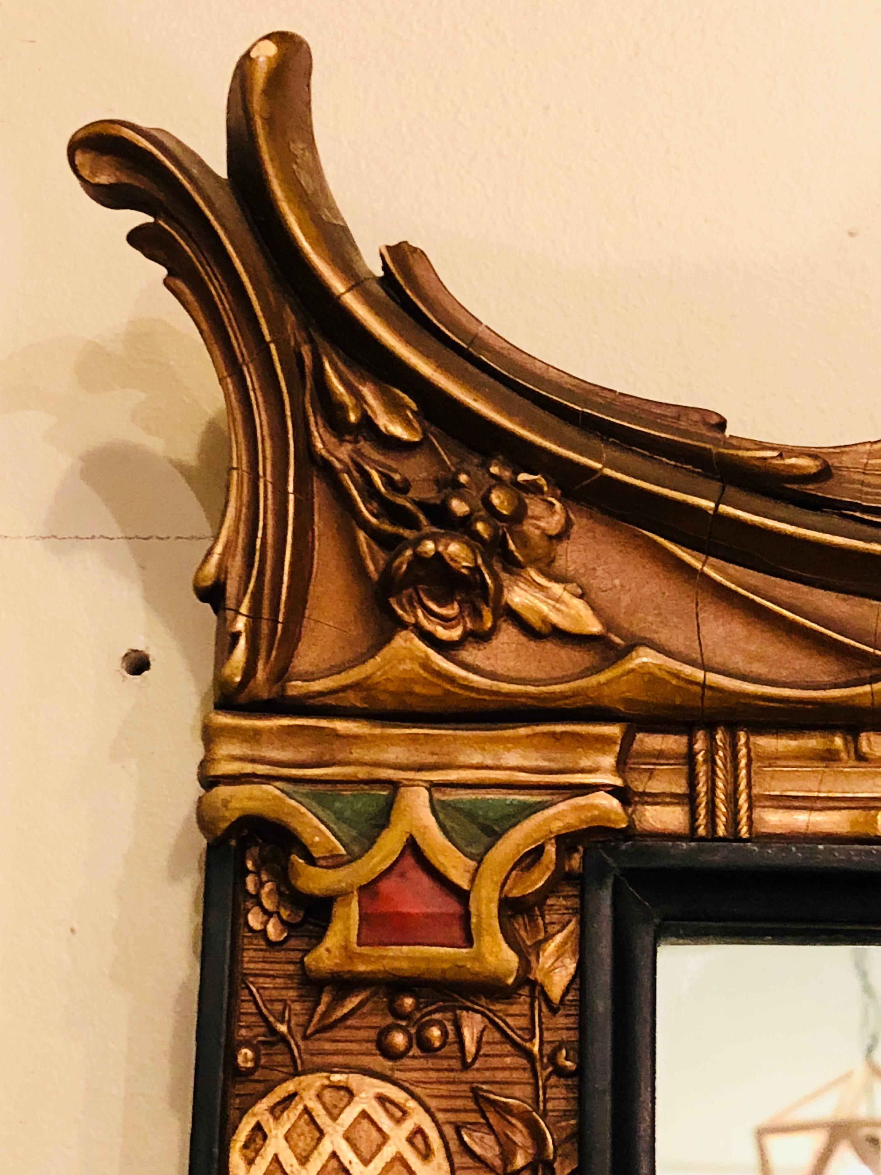 Decorative Painted and Gilt Wall or Console Mirror 1