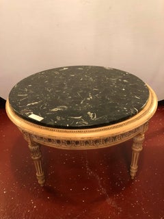 Hollywood Regency Round Marble-Top Jansen Style Coffee Table