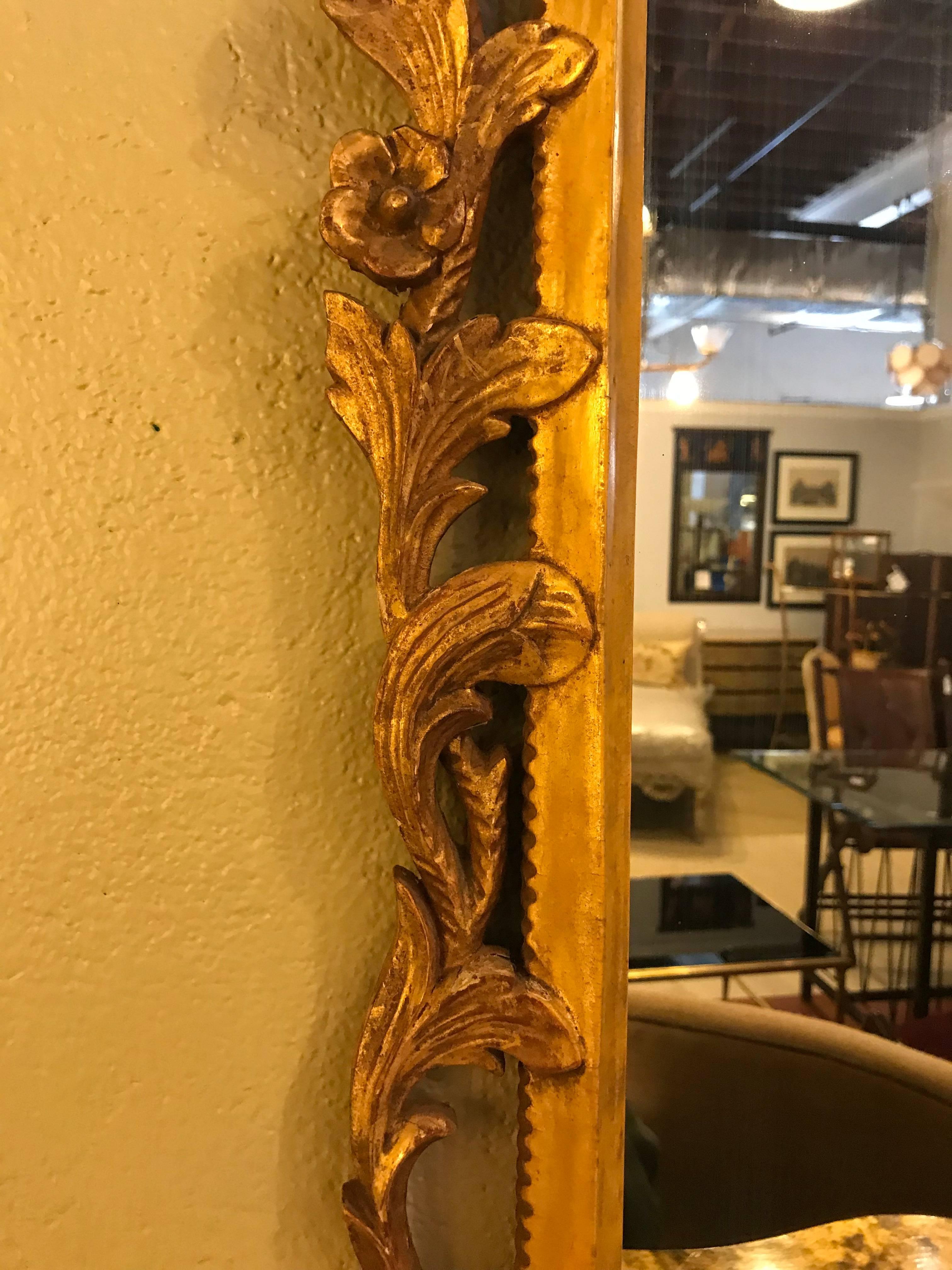 20th Century Italian Leaf and Scroll Carved Wall or Console Mirror