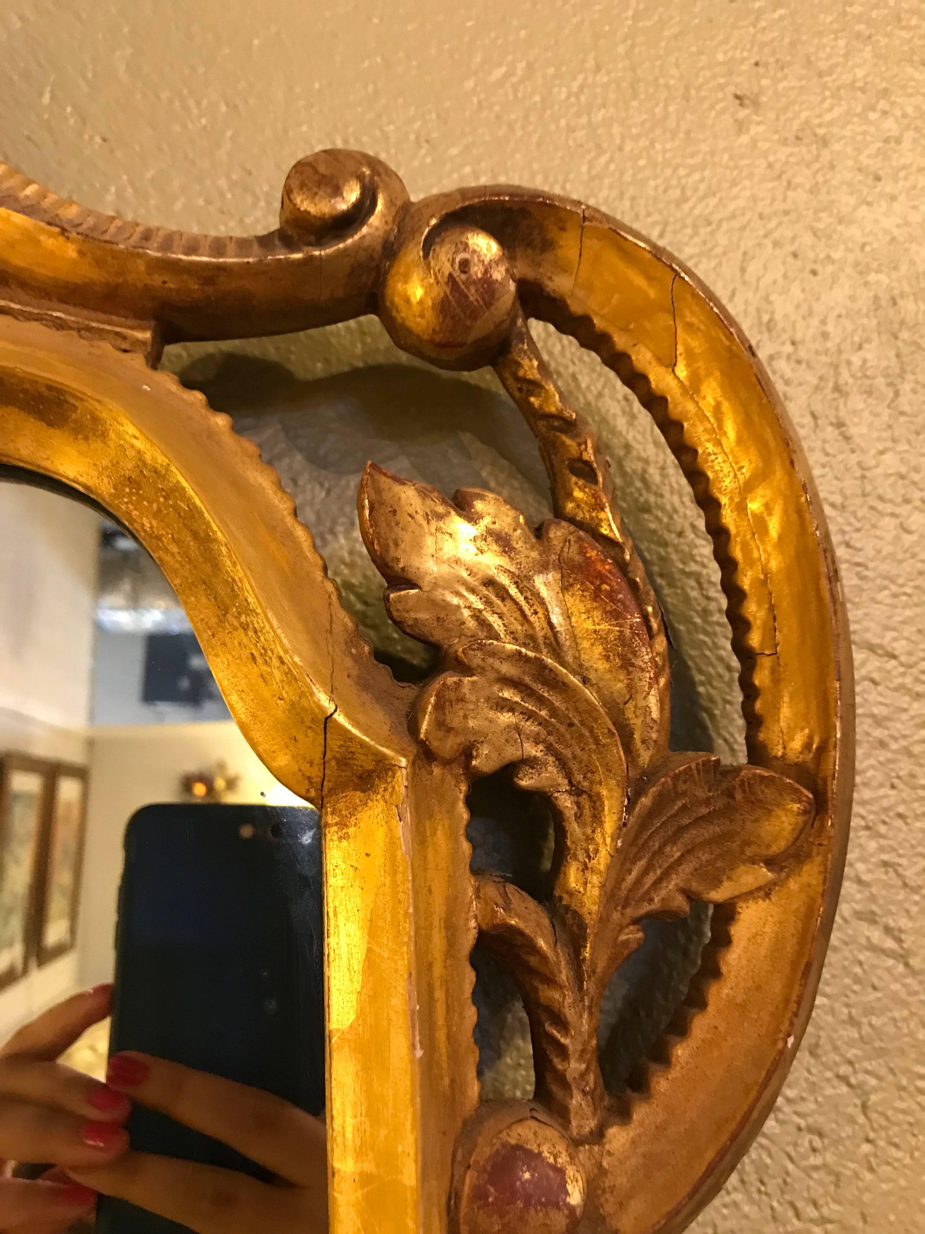 Italian Leaf and Scroll Carved Wall or Console Mirror 4