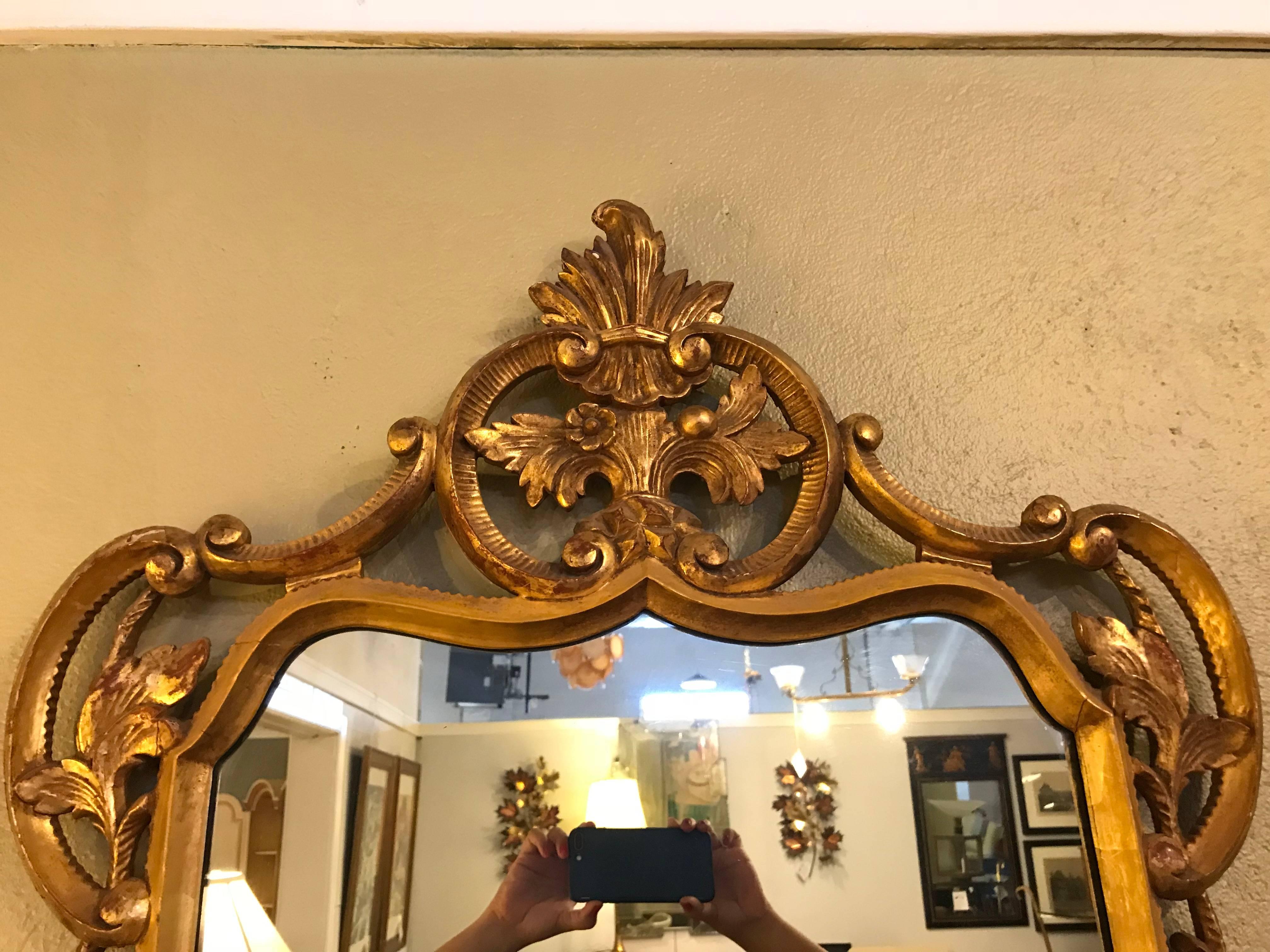Italian Leaf and Scroll Carved Wall or Console Mirror 3