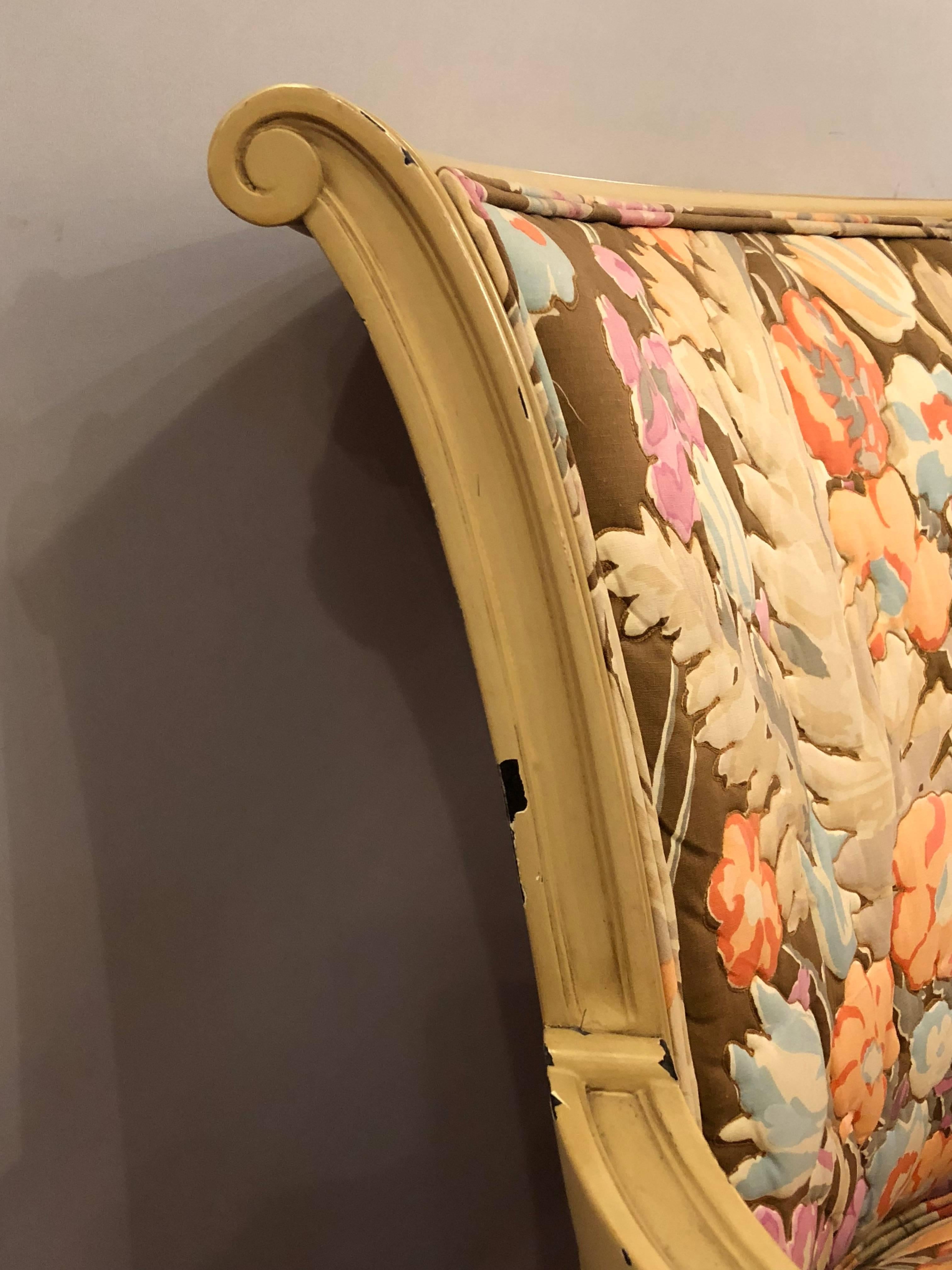 Pair of Paint Decorated Maison Jansen Fauteuils with Attractive Fabric In Good Condition In Stamford, CT