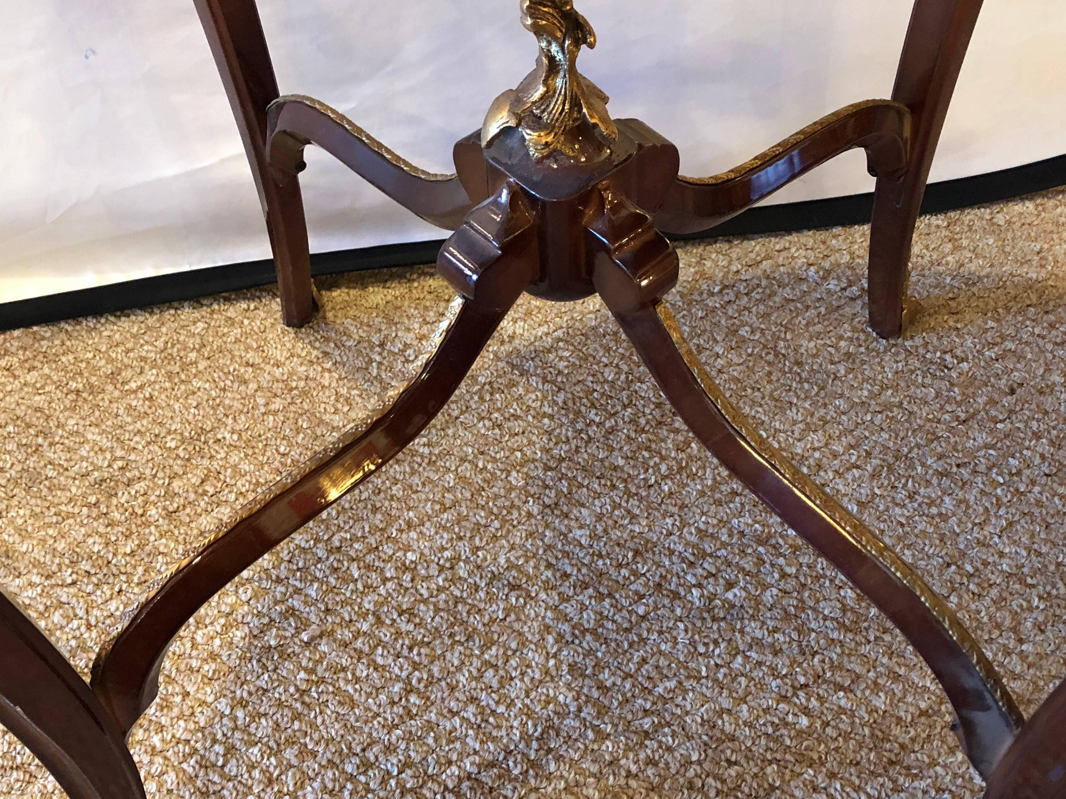 Pair of Louis XV Style Bronze Mounted Highly Detailed Marble-Top End Tables 6