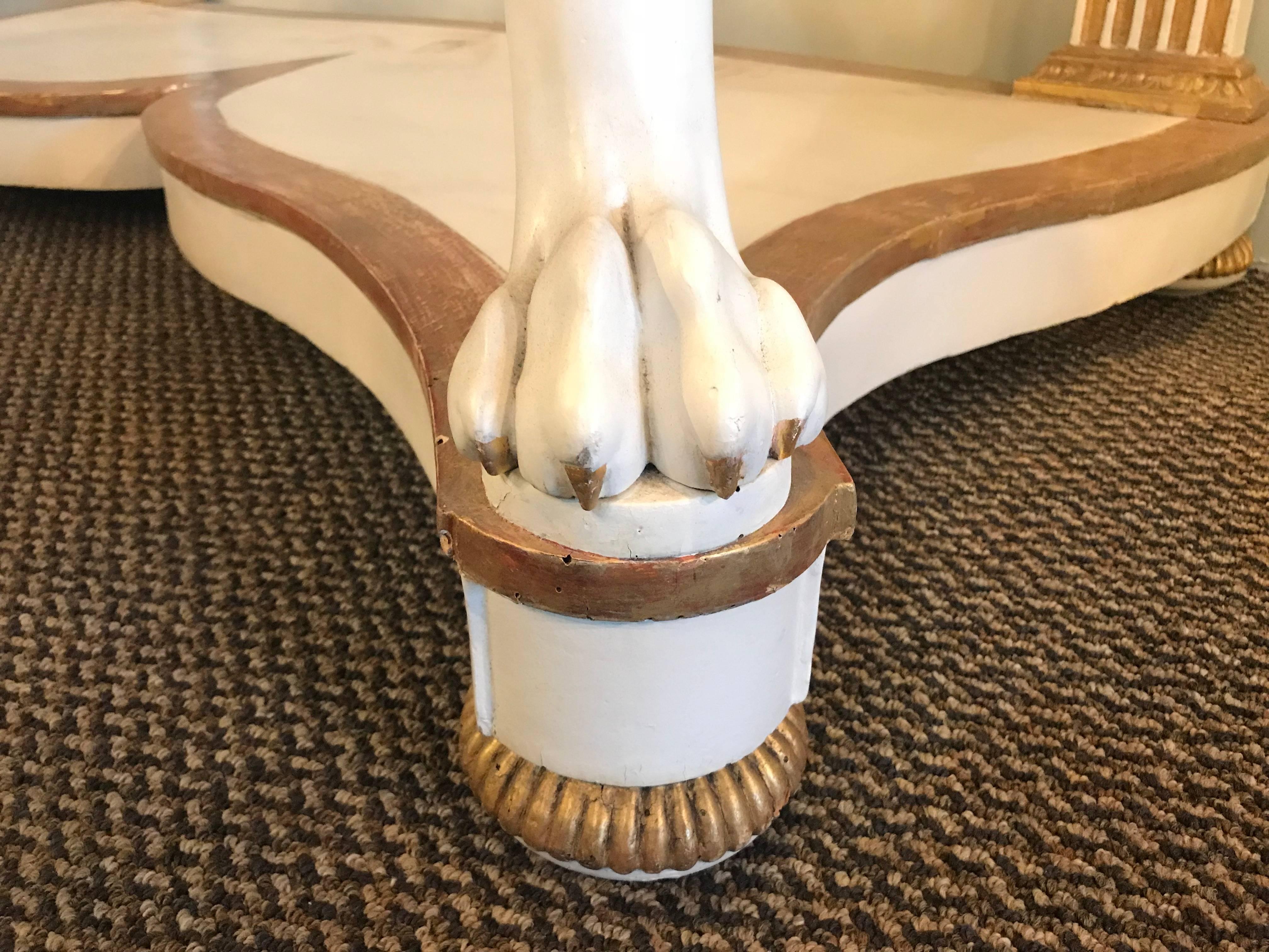 Italian Design, Neoclassical, Console, White Wood, Gilt, Marble, Italy, 1920s In Good Condition For Sale In Stamford, CT