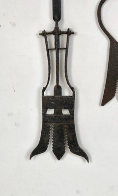 Collection of Five Late 19th Century Antique Hand-Forged European Eel Spears