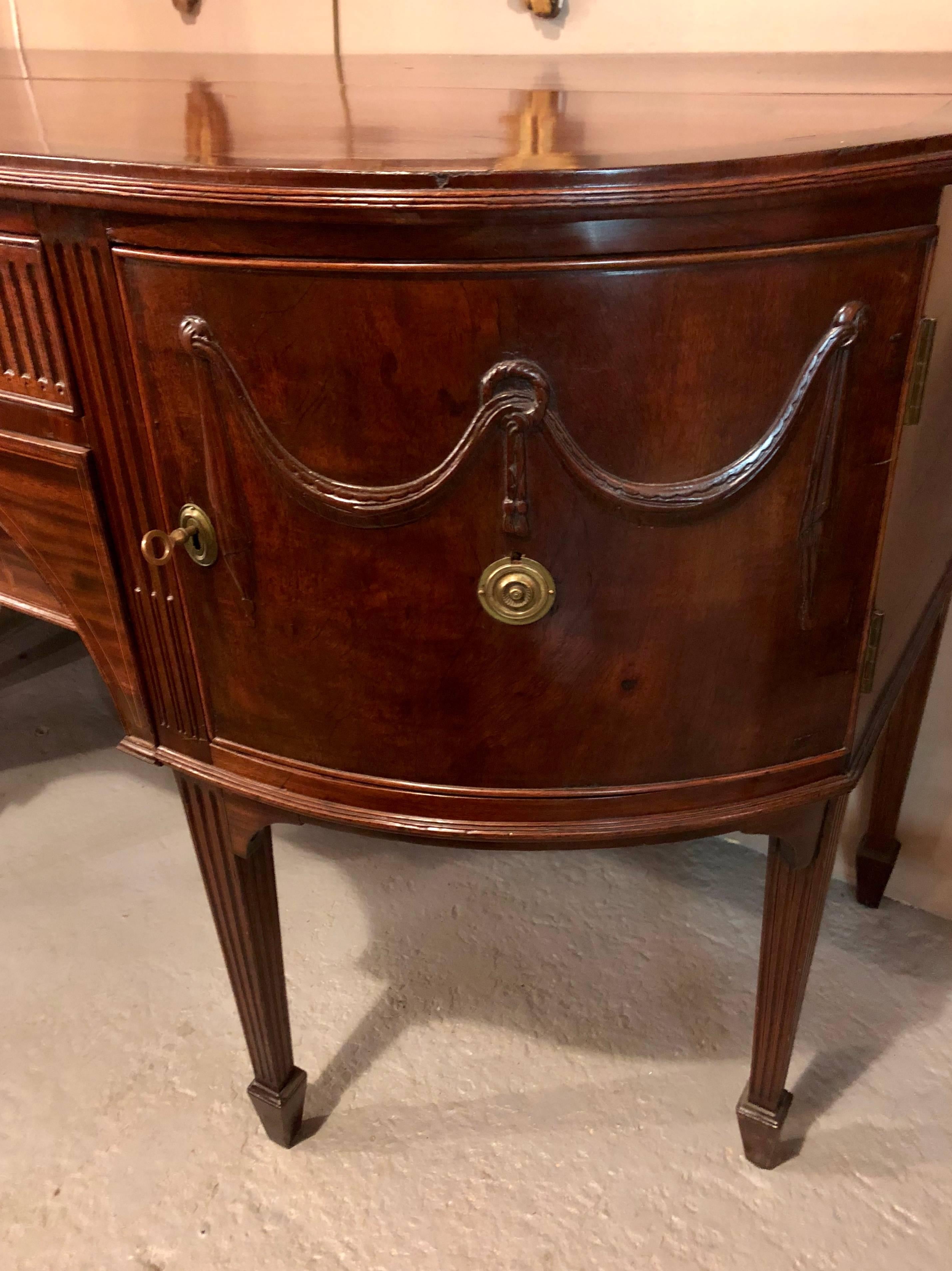 19th Century Georgian Period Demilune Sideboard or Serving Table Breakfront