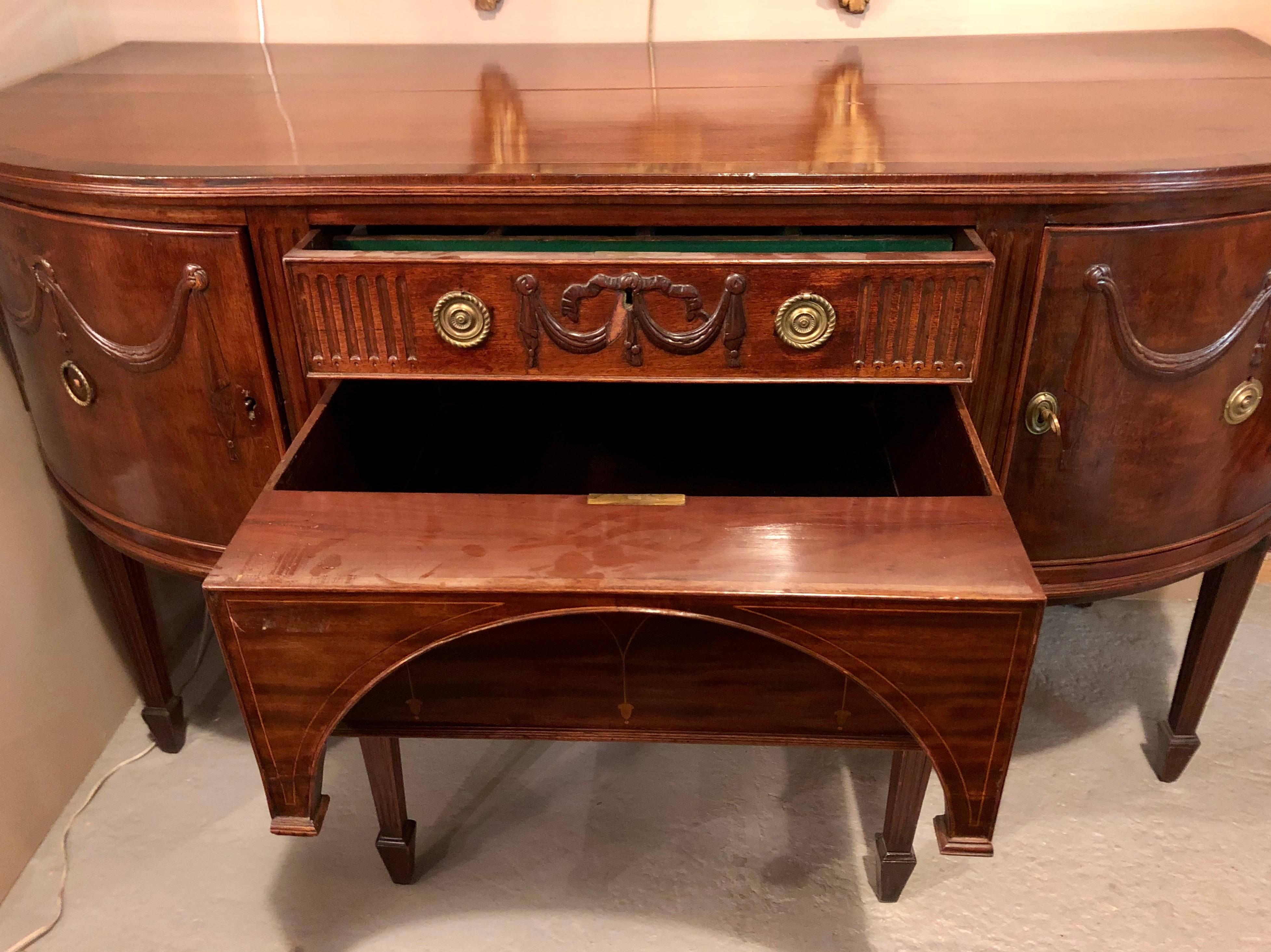 Mahogany Georgian Period Demilune Sideboard or Serving Table Breakfront