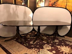 Georgian Style Banded Triple Pedestal Dining Table