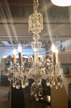 Fine Cut Crystal Georgian Chandelier with Large Pendants For Sale at 1stDibs