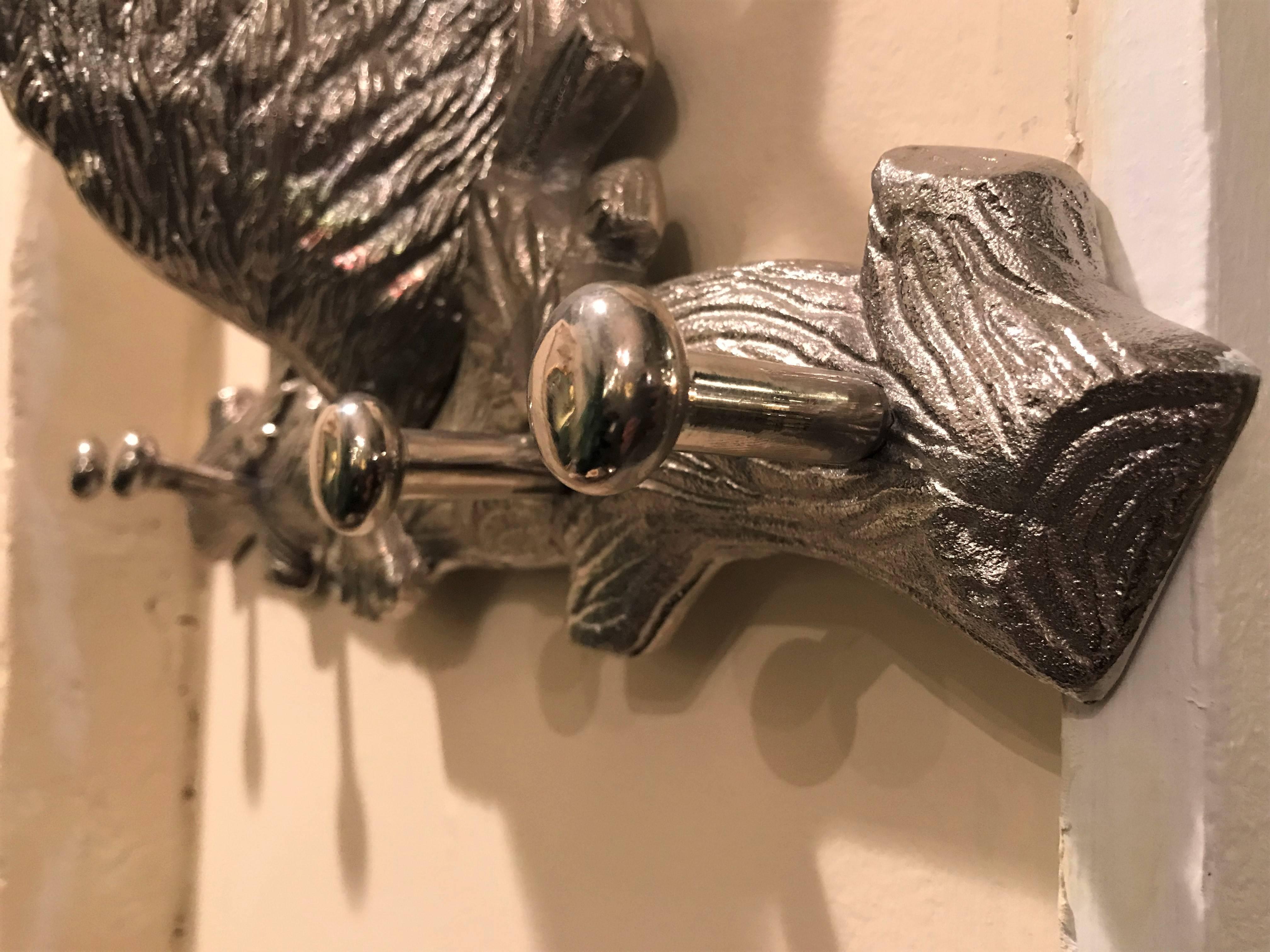 Hollywood Regency Style Silver Metal Antelope Coat Rack In Good Condition In Stamford, CT