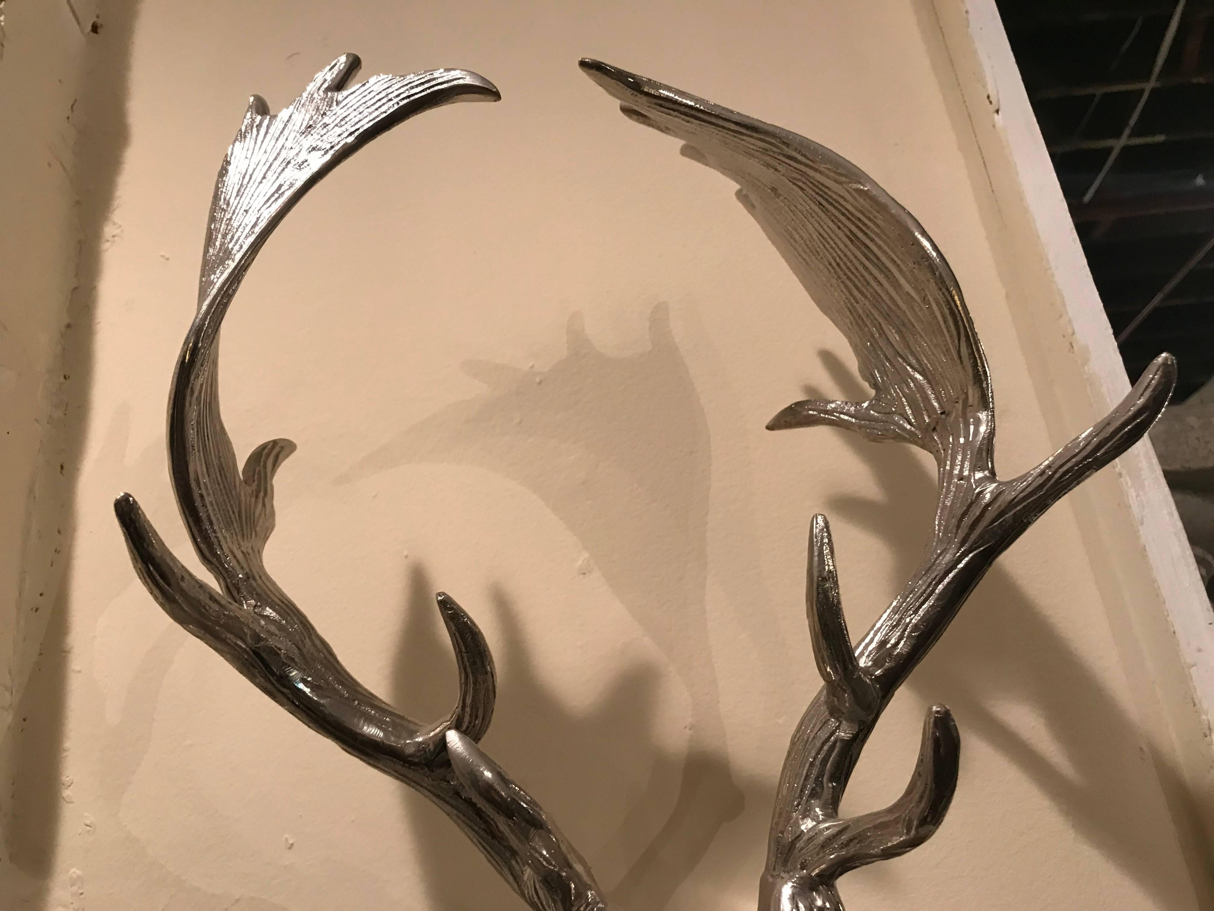 Hollywood Regency Style Silver Metal Antelope Coat Rack 2