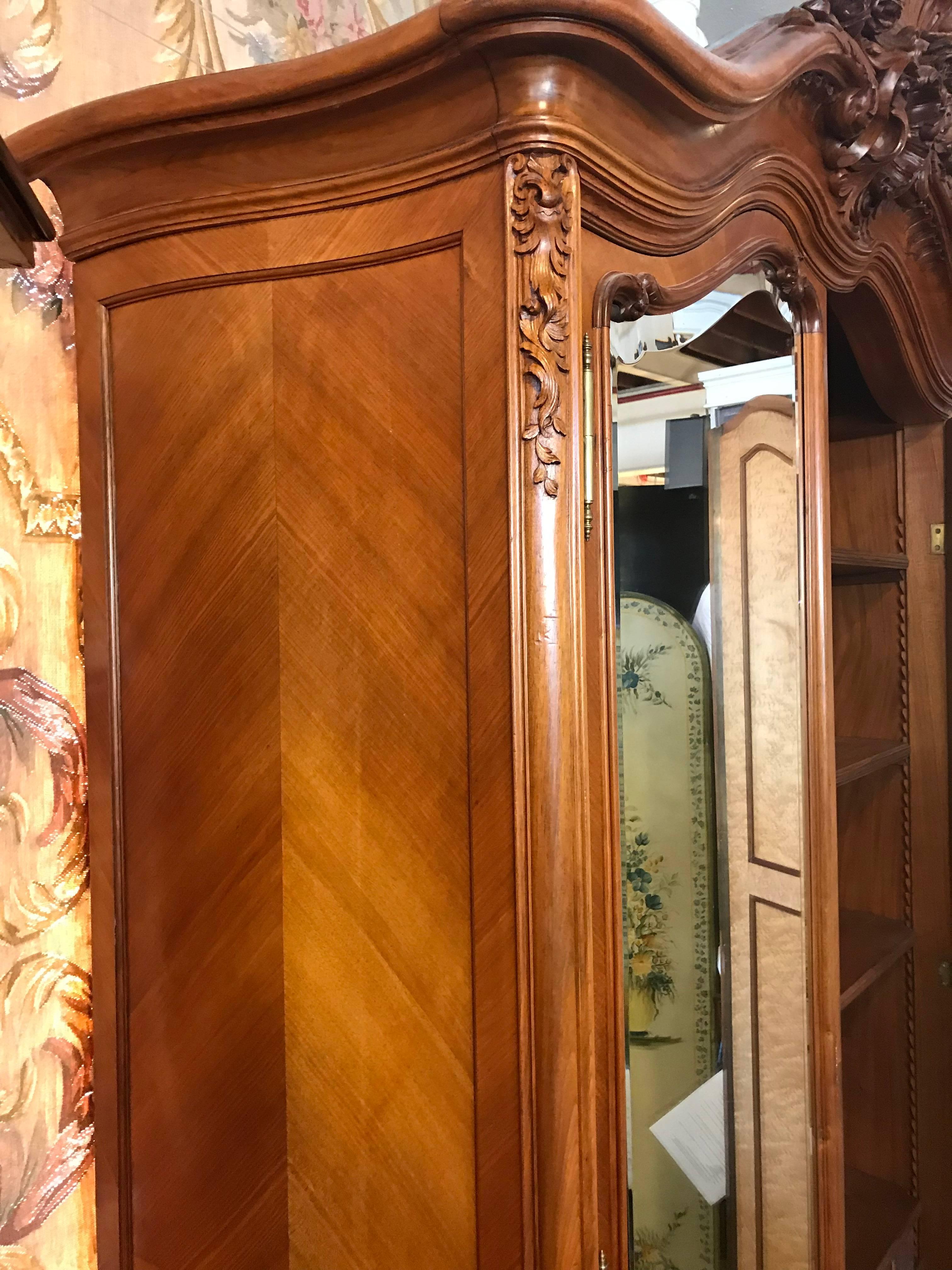 Louis XV Style Late 19th-20th Century Double Door Rosewood King Sized Armoire 3