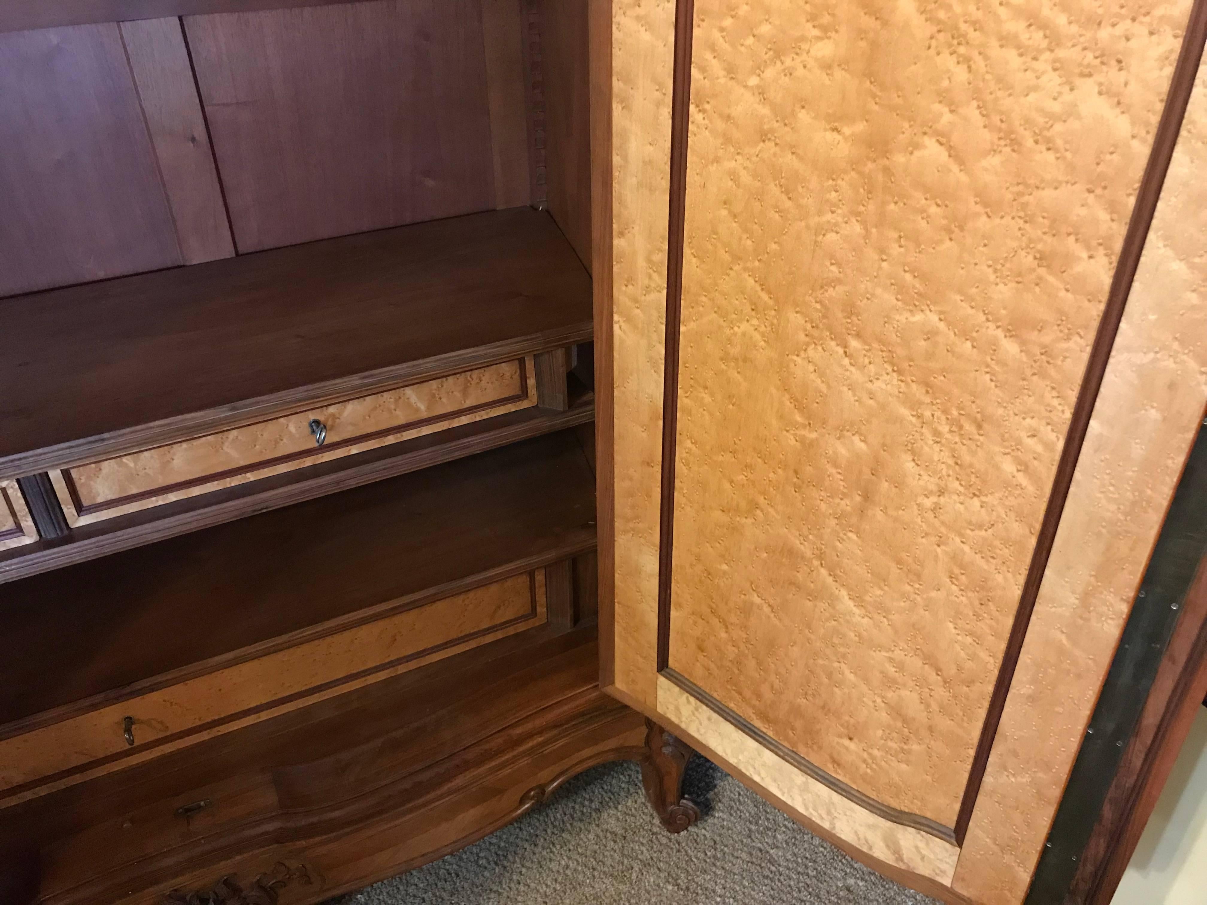 Louis XV Style Late 19th-20th Century Double Door Rosewood King Sized Armoire In Good Condition In Stamford, CT