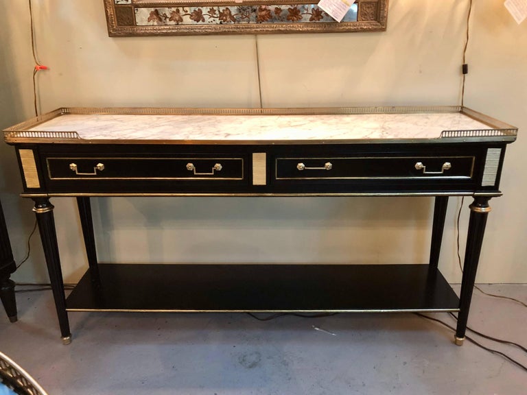 Maison Jansen Style Ebonized Bronze Mounted Marble Top Console Or Tv A Maison Jansen Style French Ebonized Bronze Mounted Marble Top Console Or Tv Stand