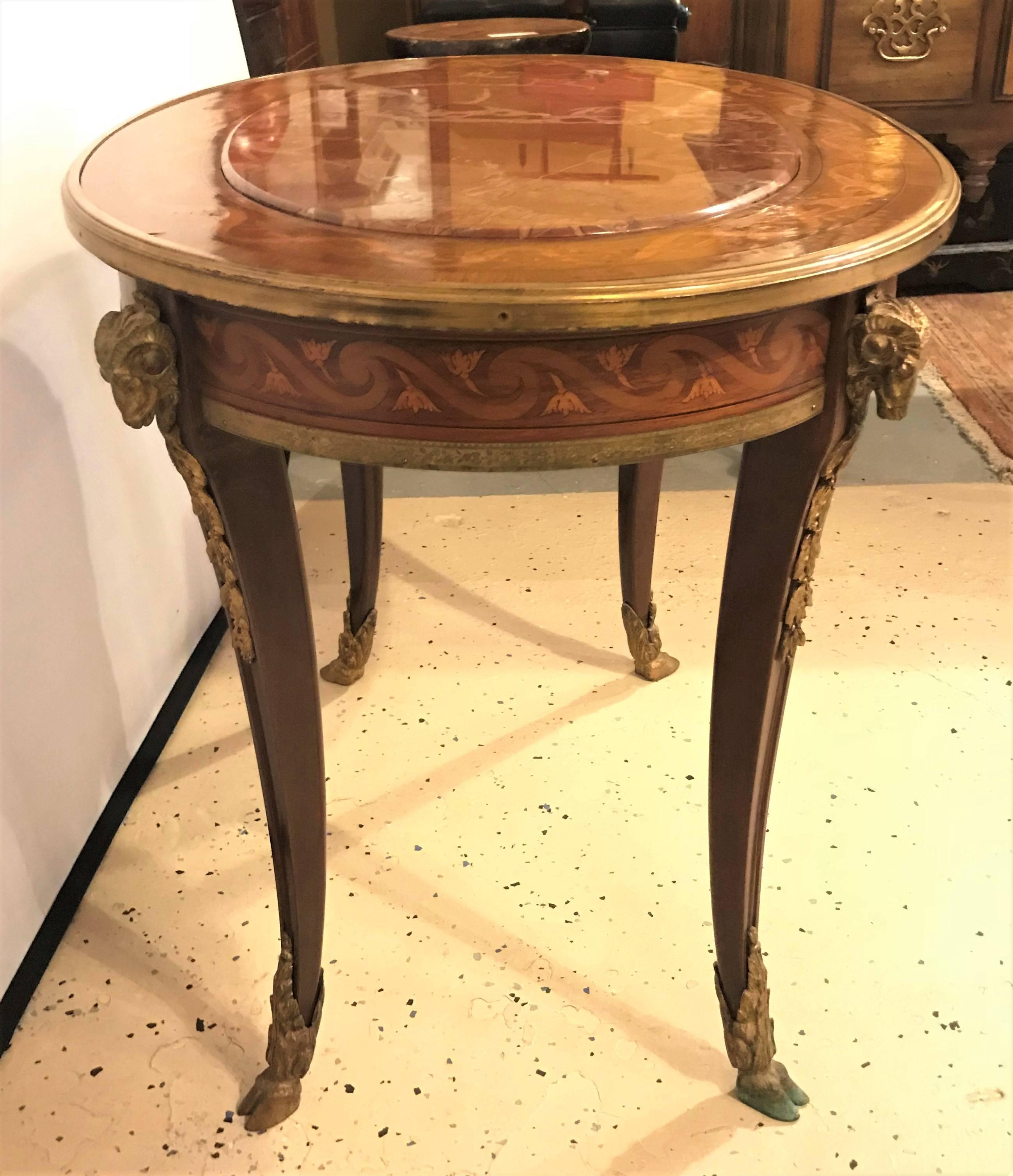 French Louis XV Style Coffee Low Table W Ram's Heads