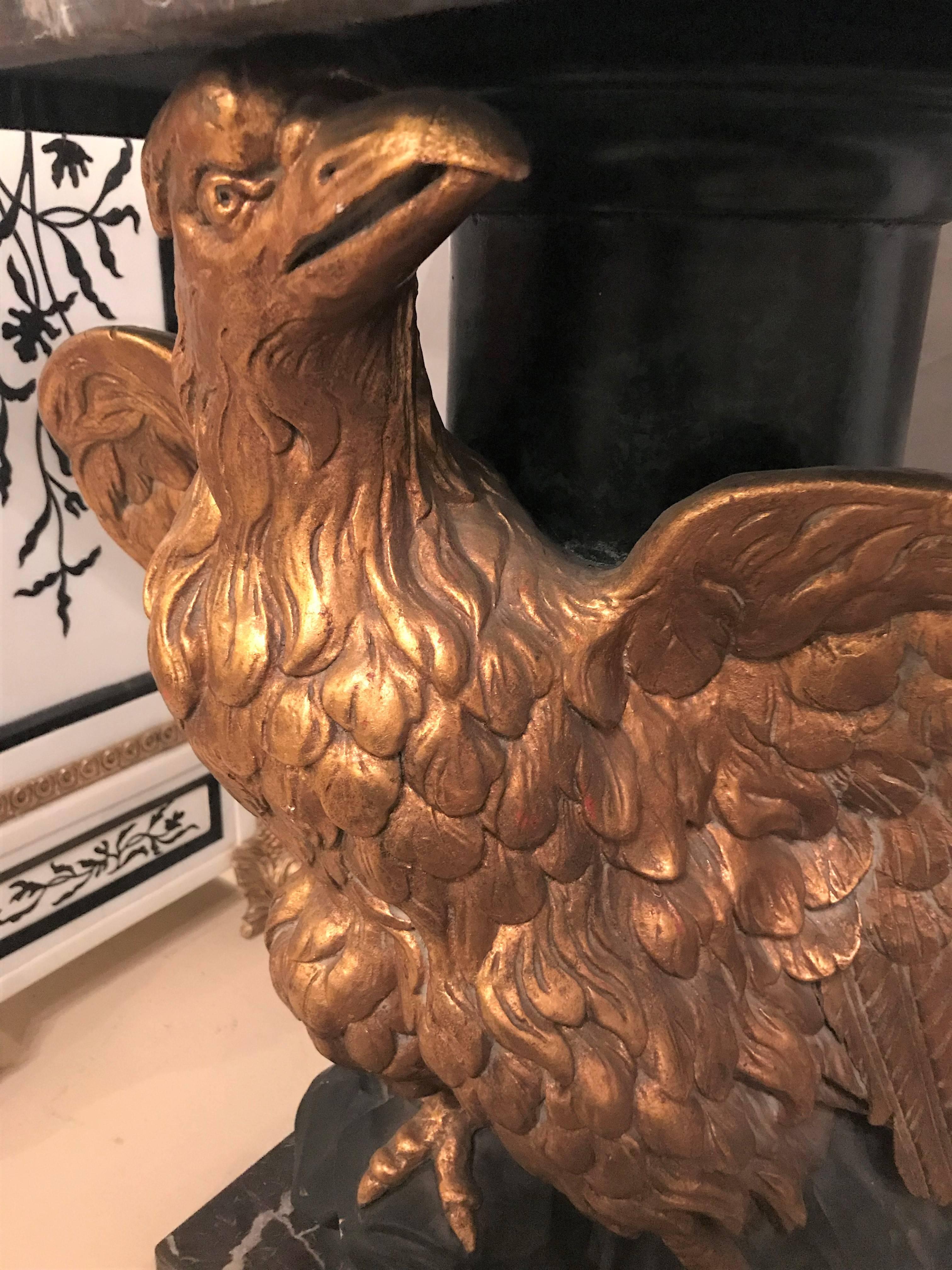 Large Gilded Eagle Marble-Top Console or Pedestal 2