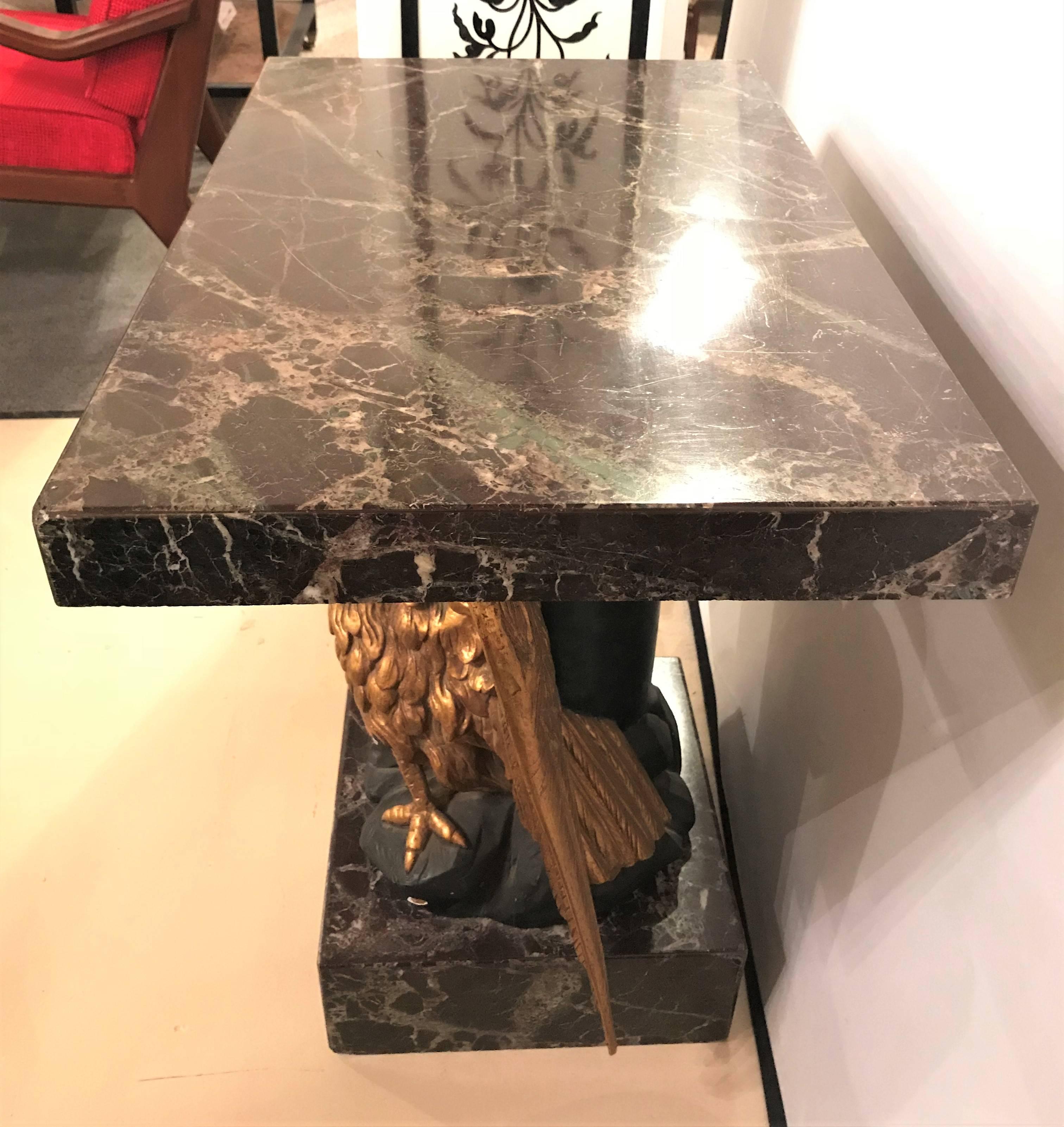 Unknown Large Gilded Eagle Marble-Top Console or Pedestal