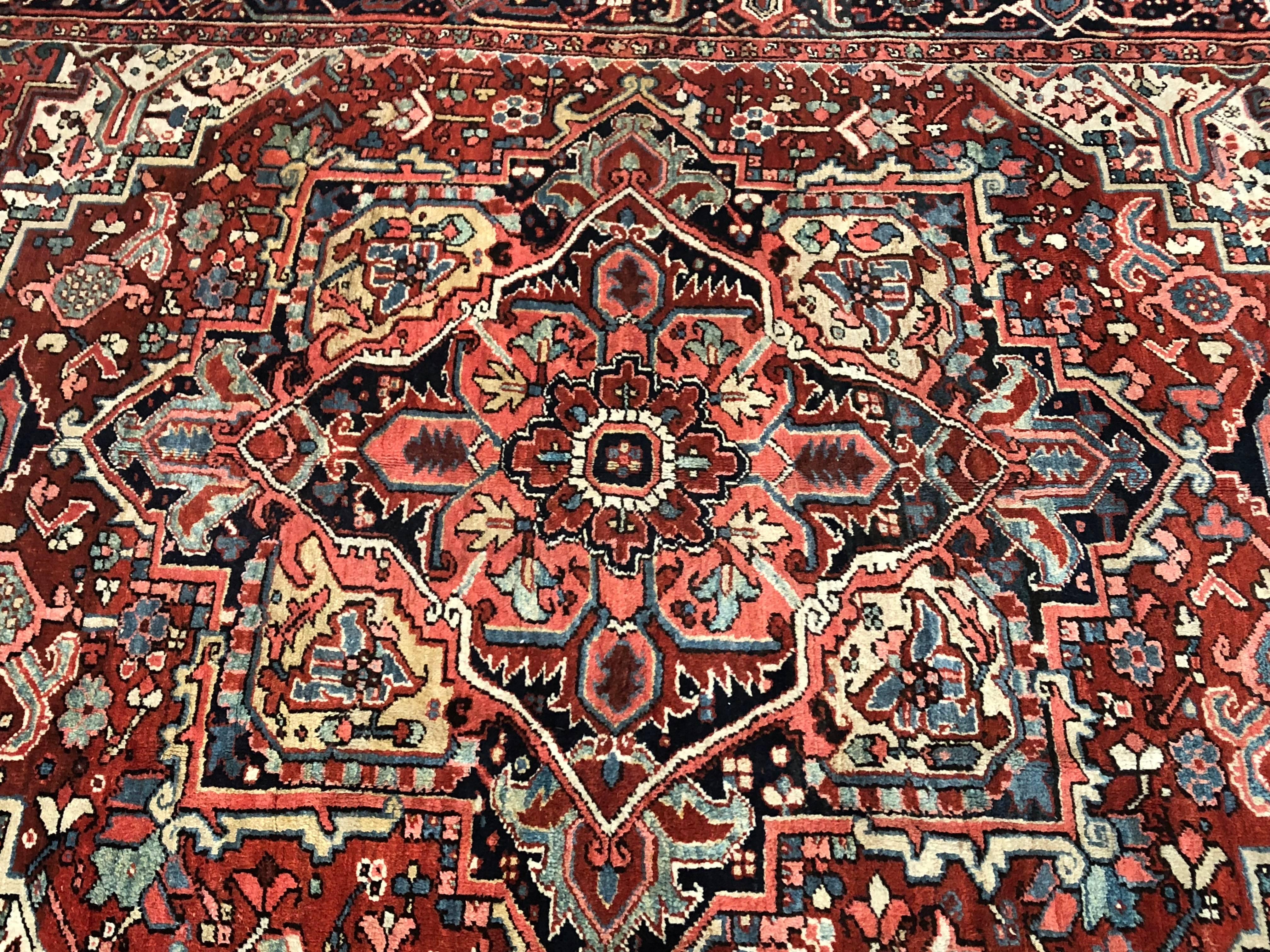 1920s Persian Room Sized Carpet Heriz Oriental Rug 1