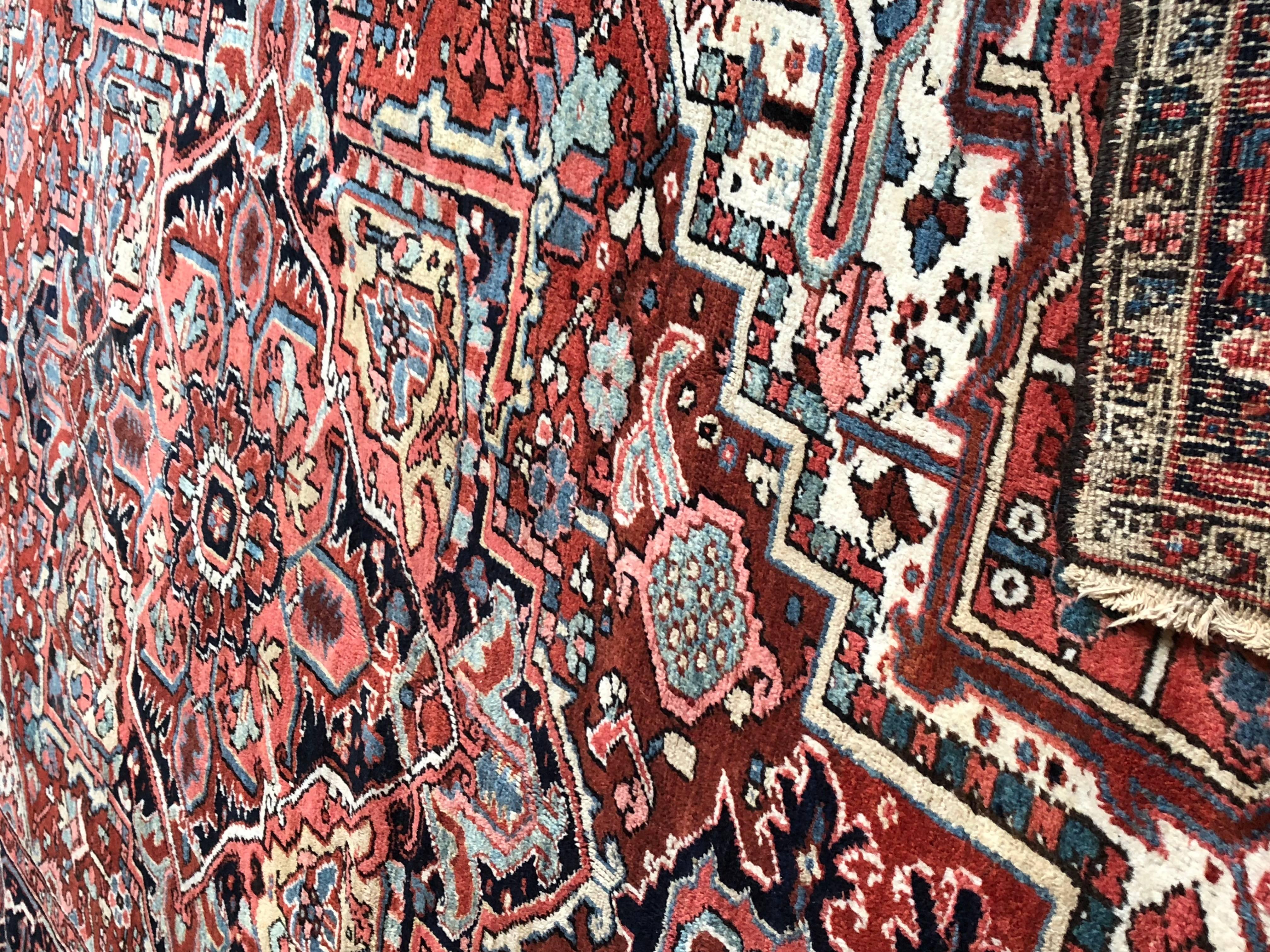 1920s Persian Room Sized Carpet Heriz Oriental Rug 5