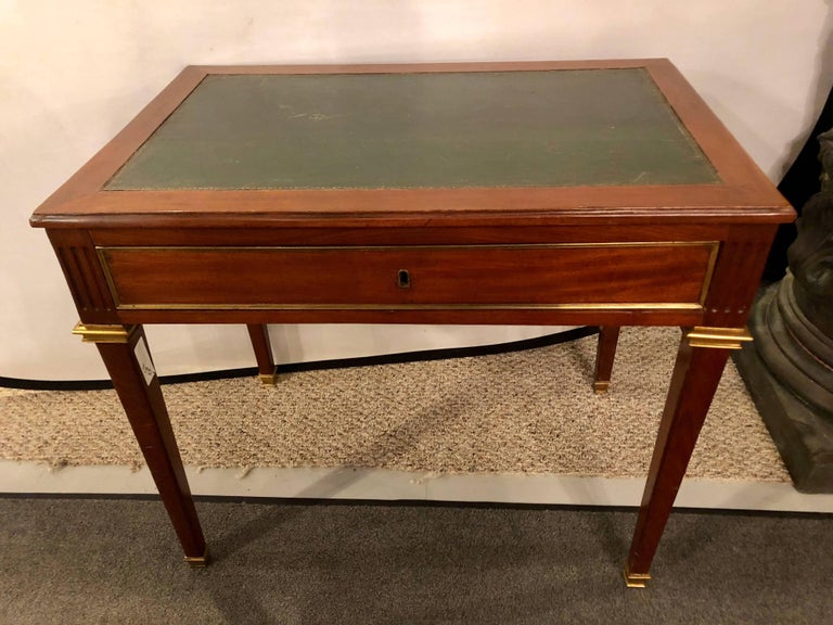 Diminutive Leather Top Desk With Pull Out Sides And Bronze Mounts Stamped Jansen