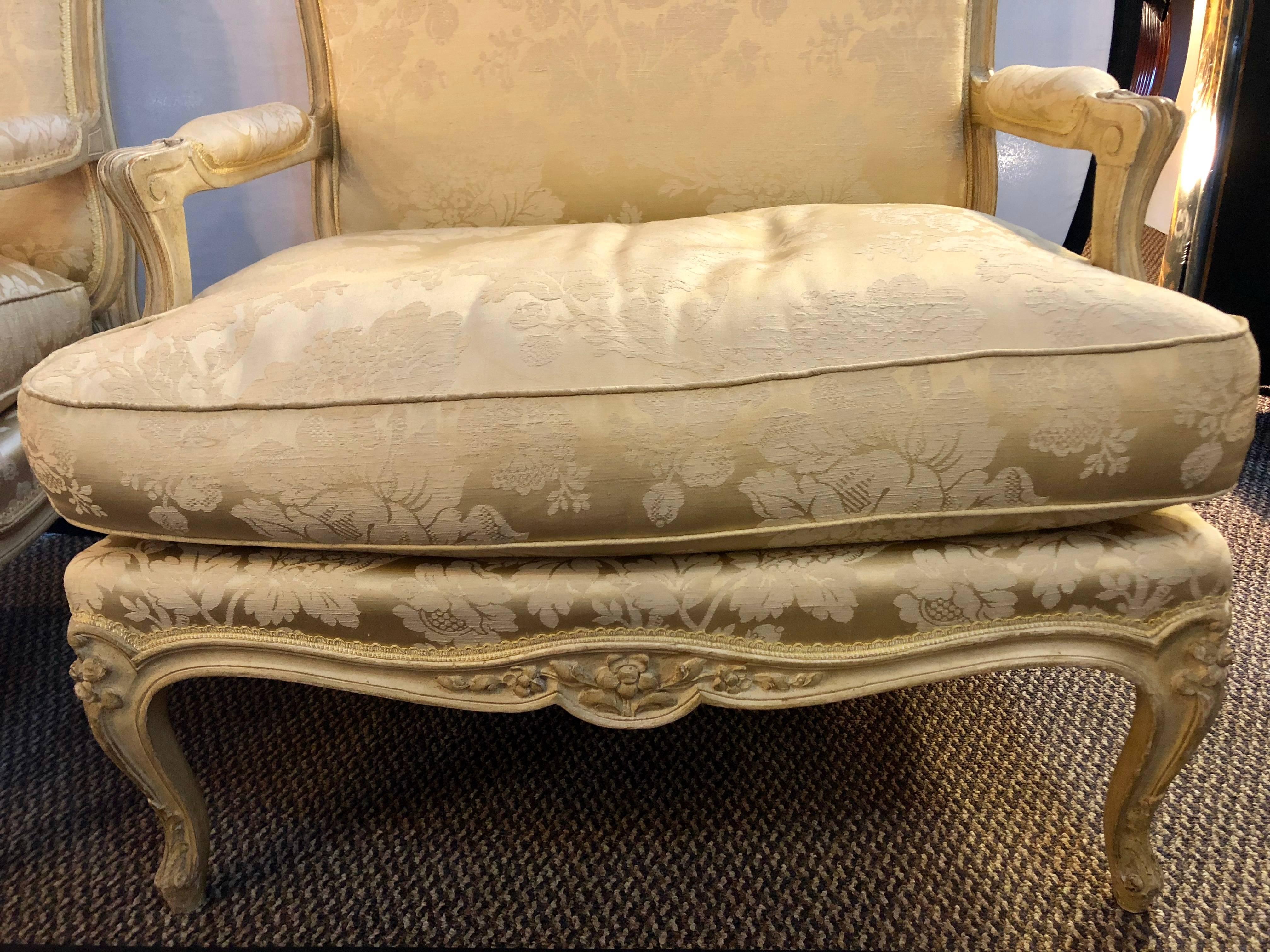 Pair of Louis XV Style Lounge Chairs by Maison Jansen In Good Condition For Sale In Stamford, CT