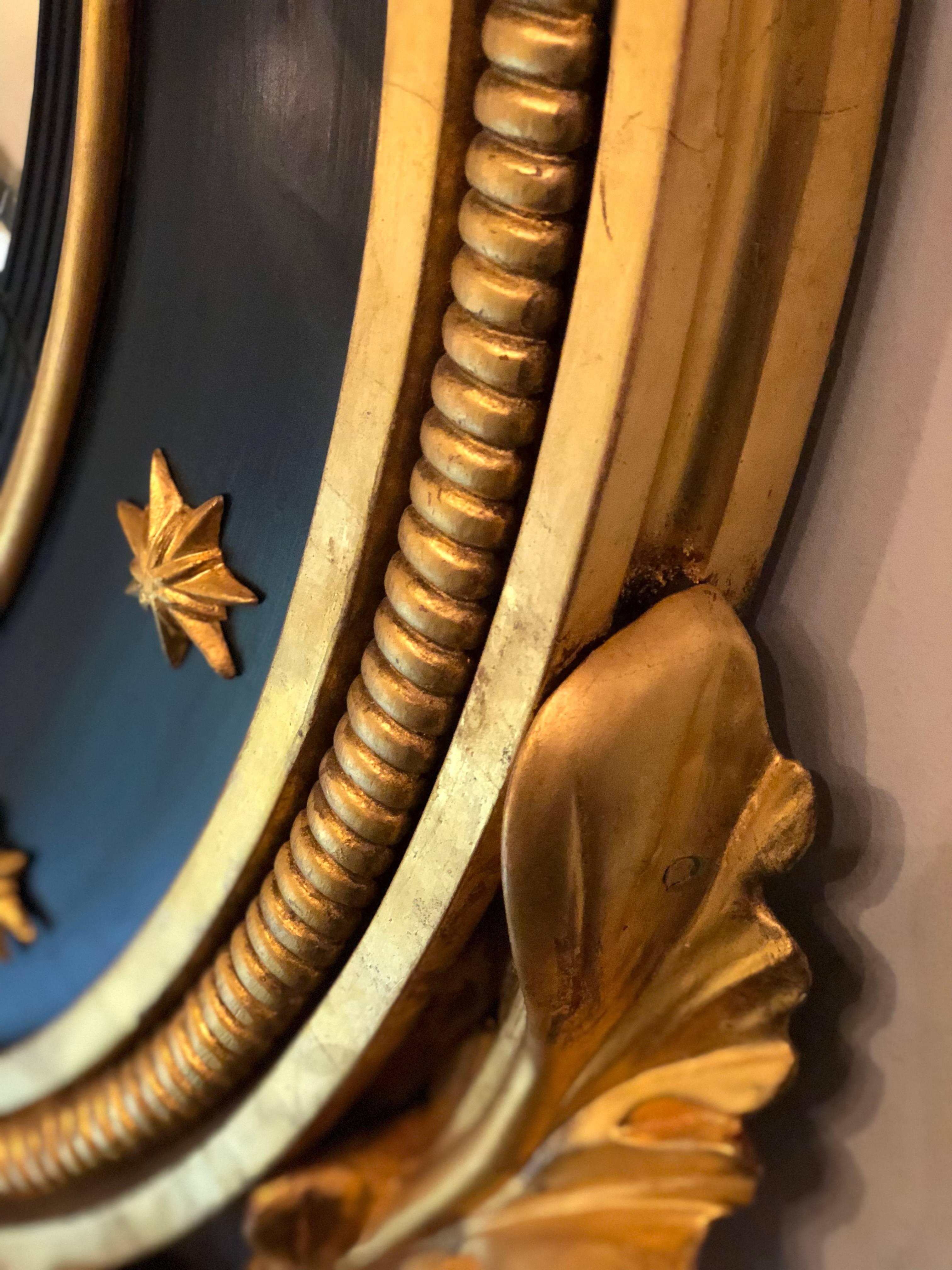 Konvexer geschnitzter und ebonisierter Bullseye-Spiegel aus vergoldetem Holz, Regency-Stil, spätes 19. Jahrhundert (Vergoldetes Holz) im Angebot