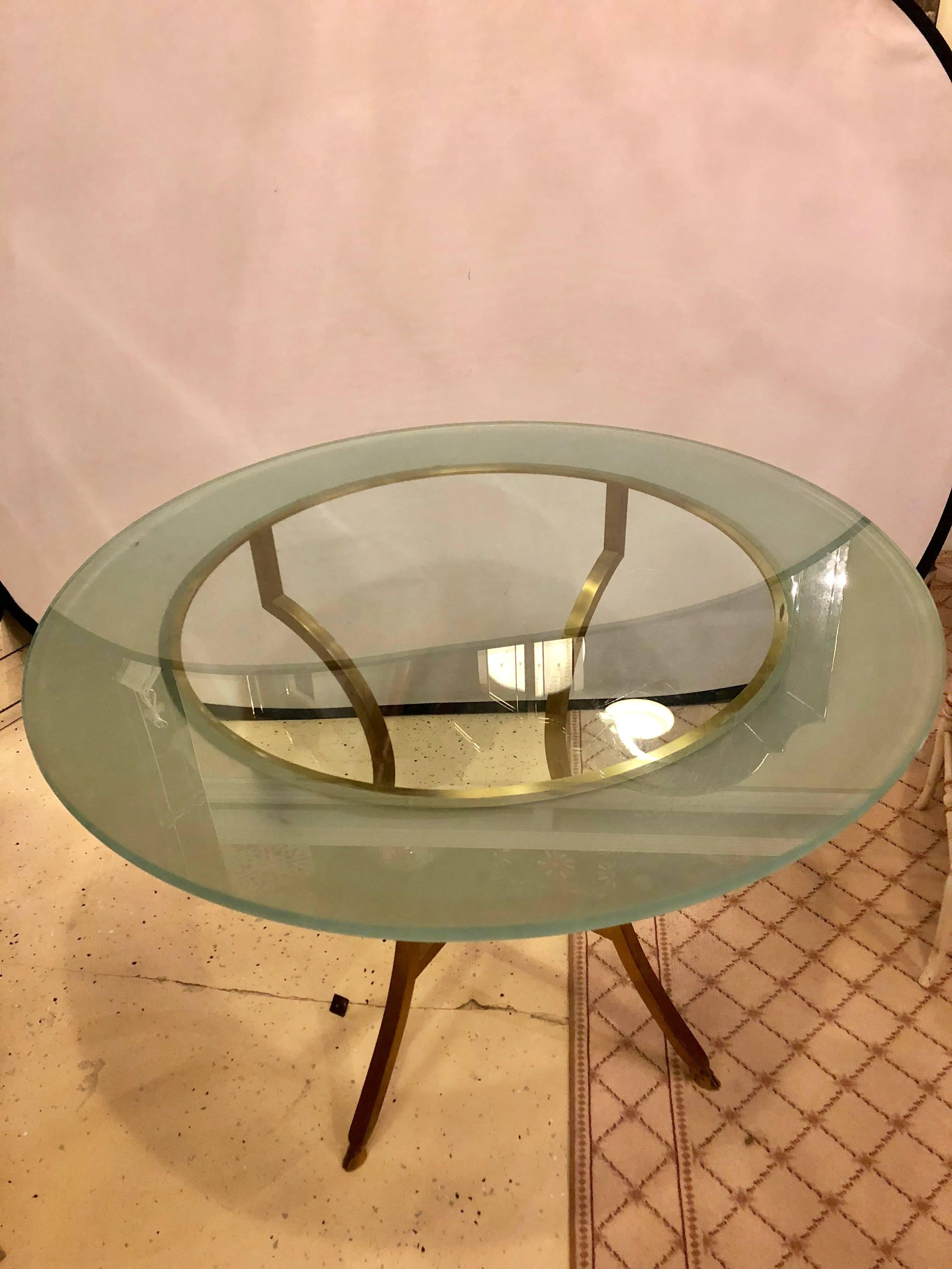 20th Century Hollywood Regency Style Glass Top Bronze Based Center Table or Dining Table