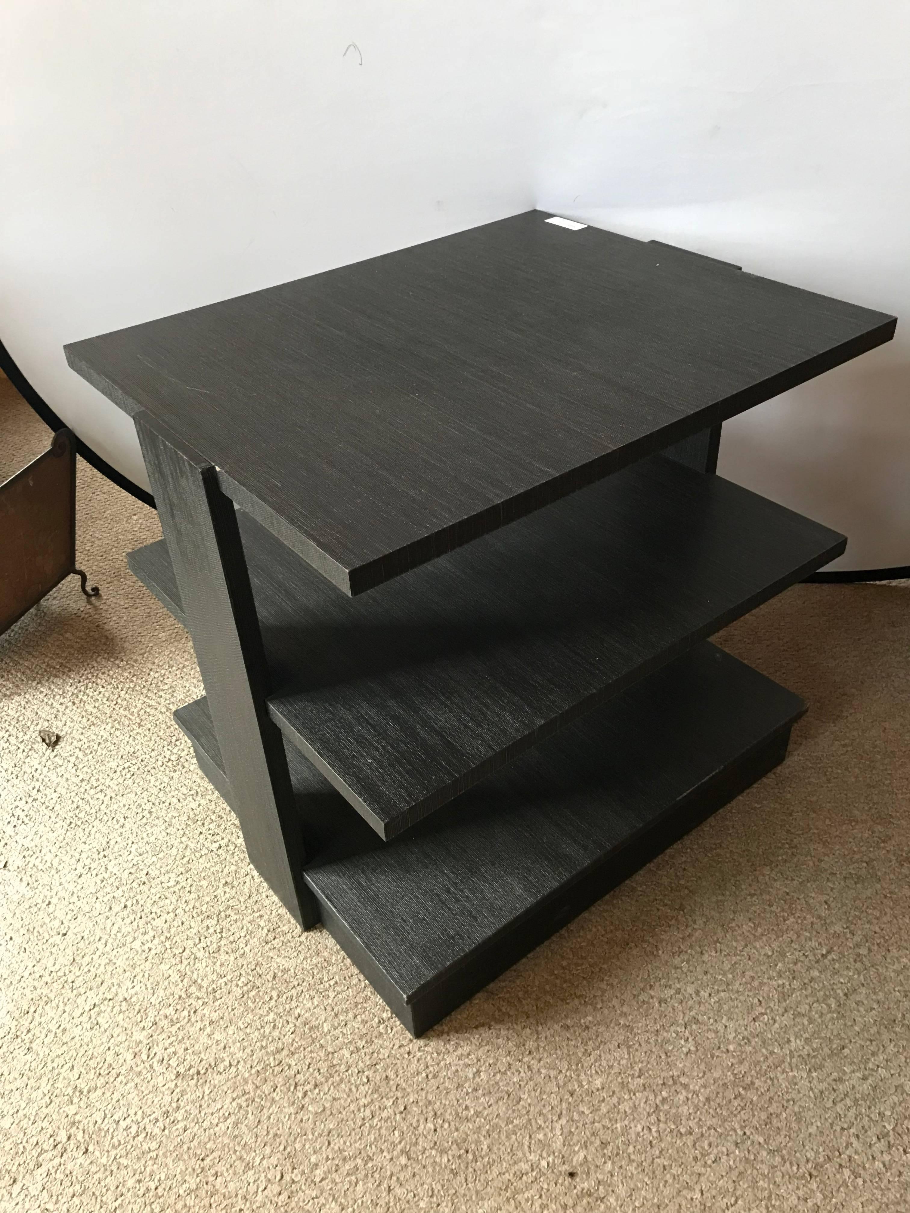 Ebony Hollywood Regency Style Three Shelf Ralph Lauren End Table In Good Condition In Stamford, CT