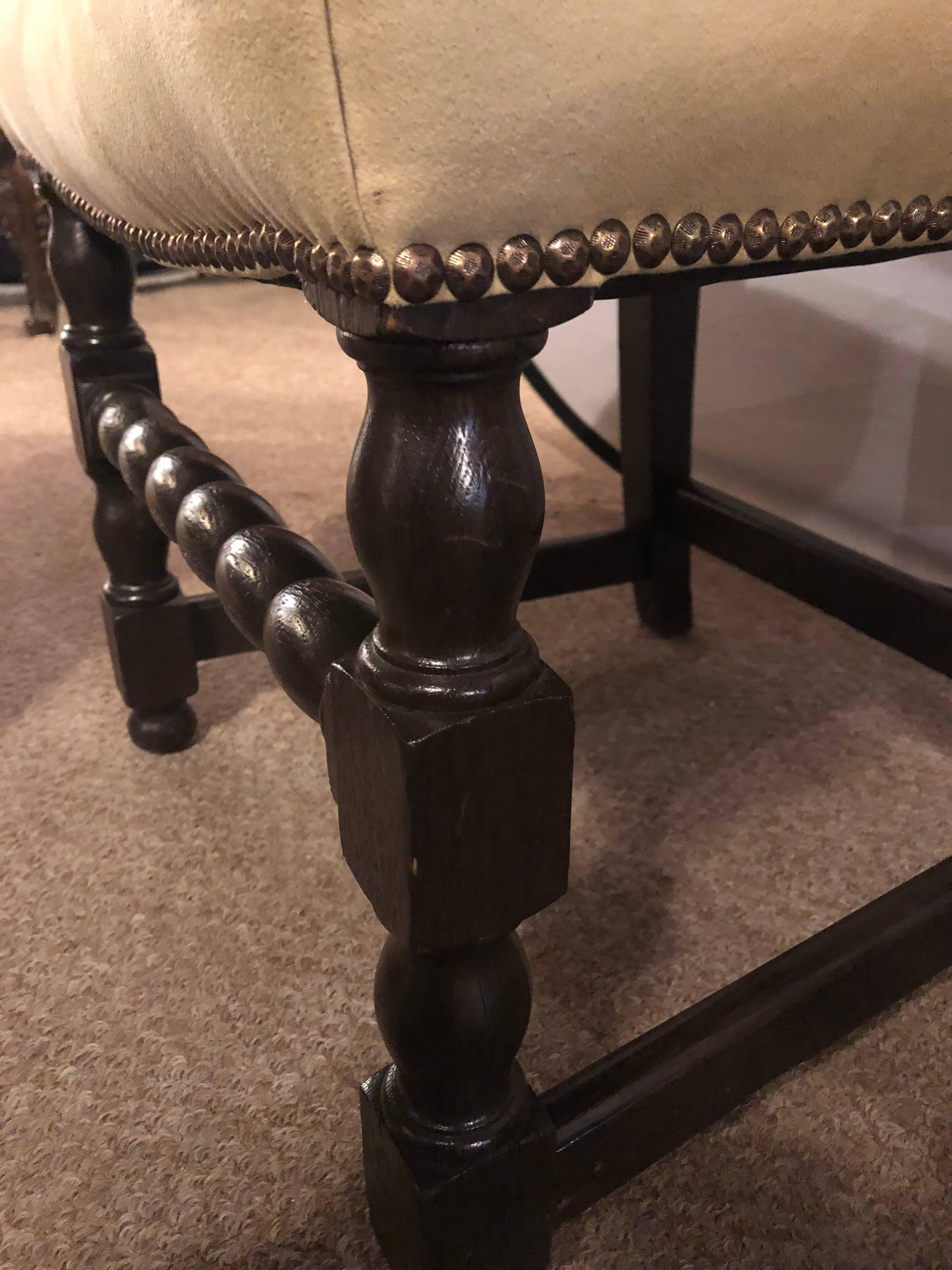Set of Ten English Tudor Jacobean Style Dining or Side Chairs In Good Condition In Stamford, CT