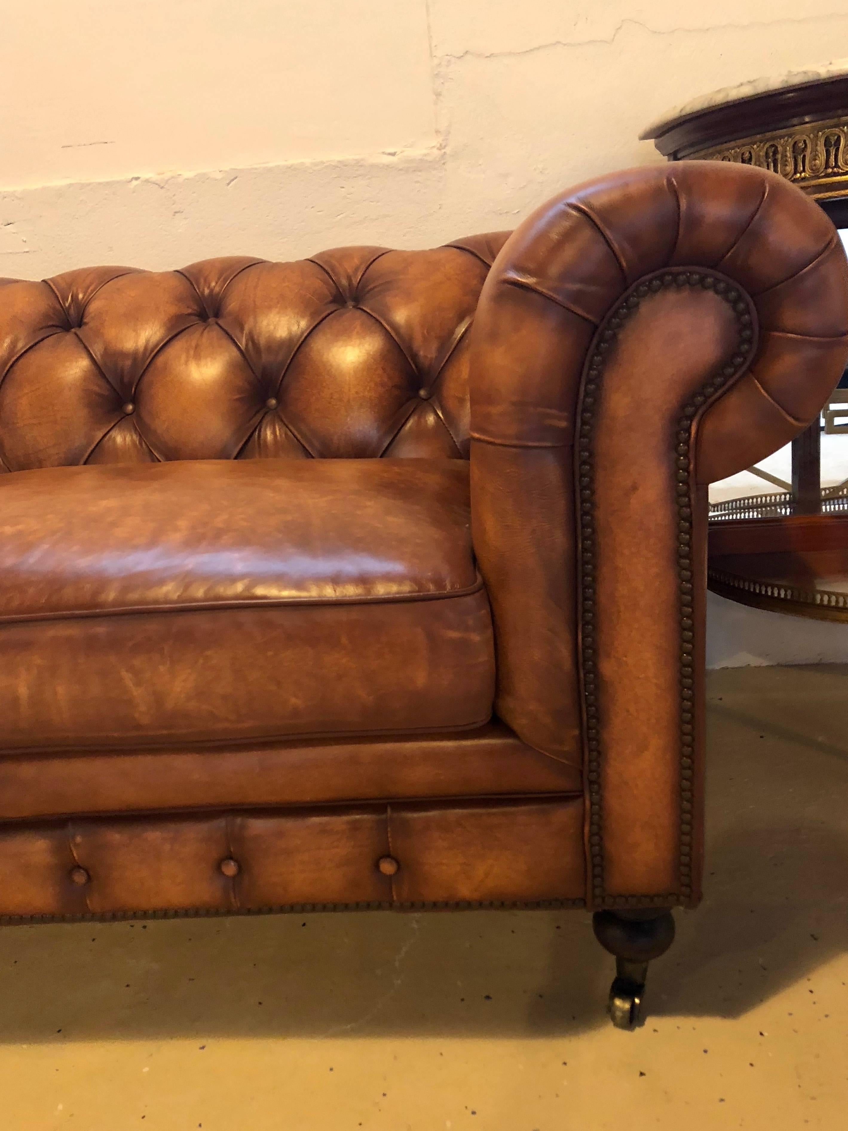 worn leather sofa