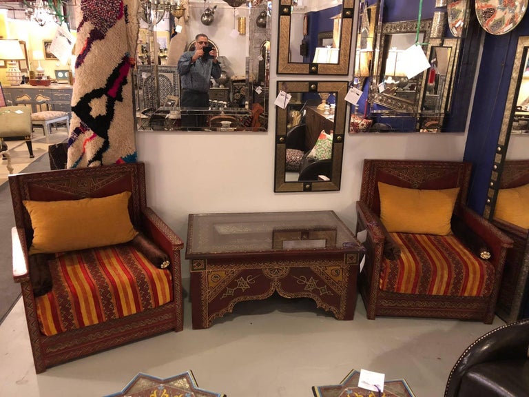 Three Piece Moroccan Berber Tribal Hand Painted Living Room Set At Three Piece Moroccan Berber Tribal Hand Painted Living Room Set For 1