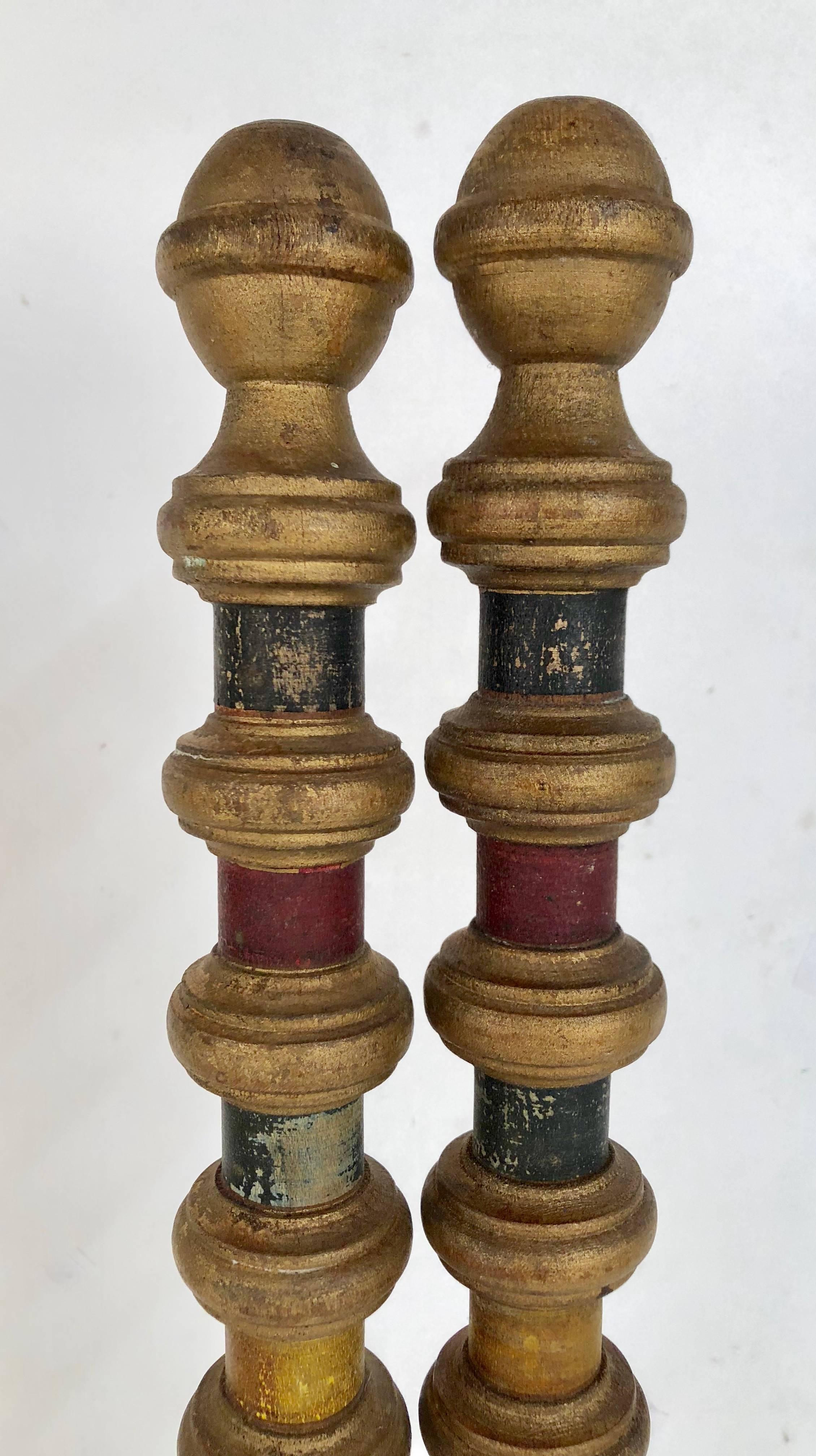 Collection of Antique and Vintage Colorful Croquet Posts in Custom Block Stands 3