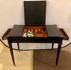 Louis XVI Style Hollywood Regency Ebony Game or Card Table