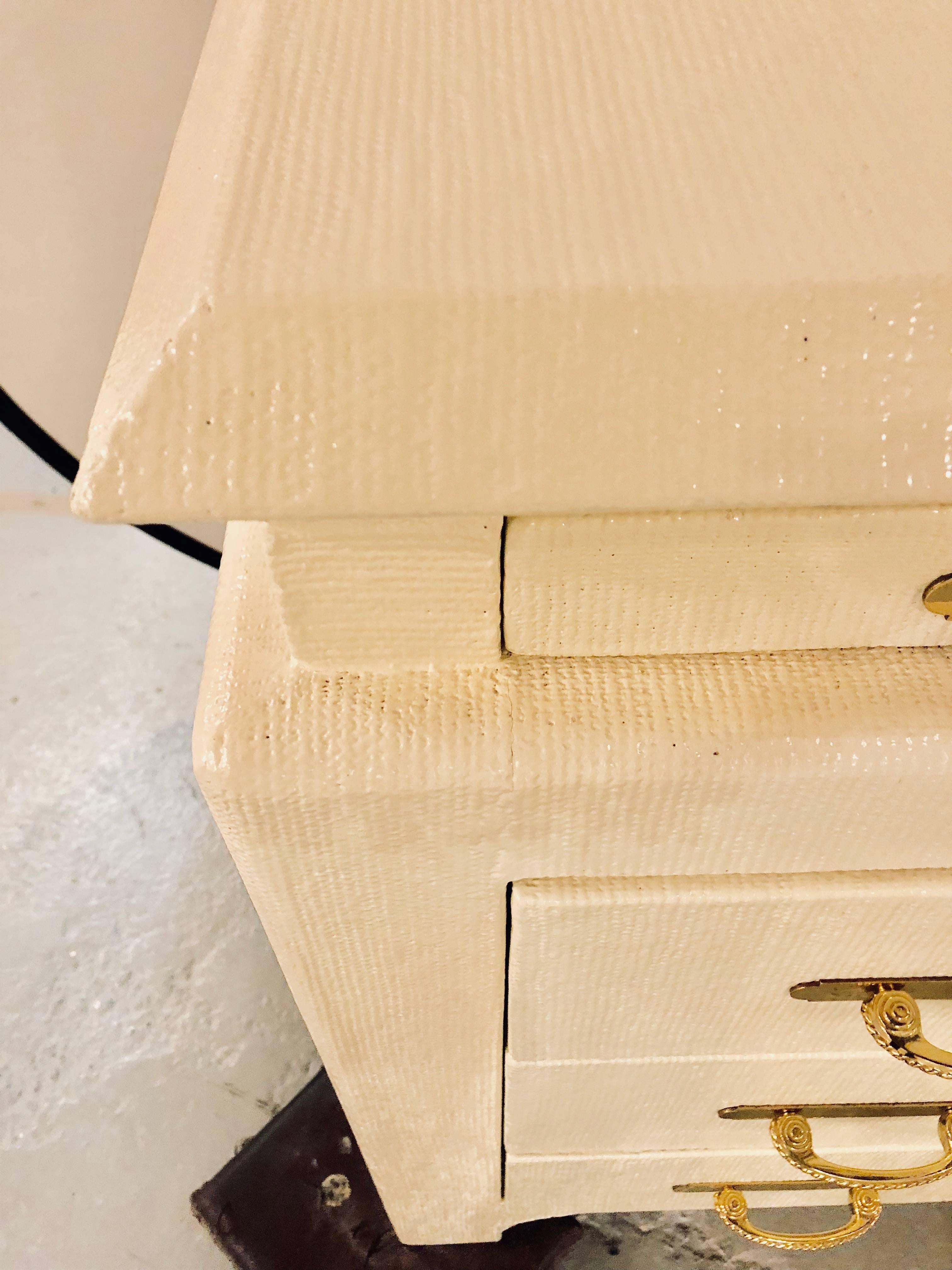 Pair of Custom Quality Commodes or Chests Linen Wrapped In Good Condition In Stamford, CT