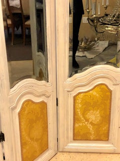 Hollywood Regency Four-Panel Painted Mirror/Room Divider or Folding Screen