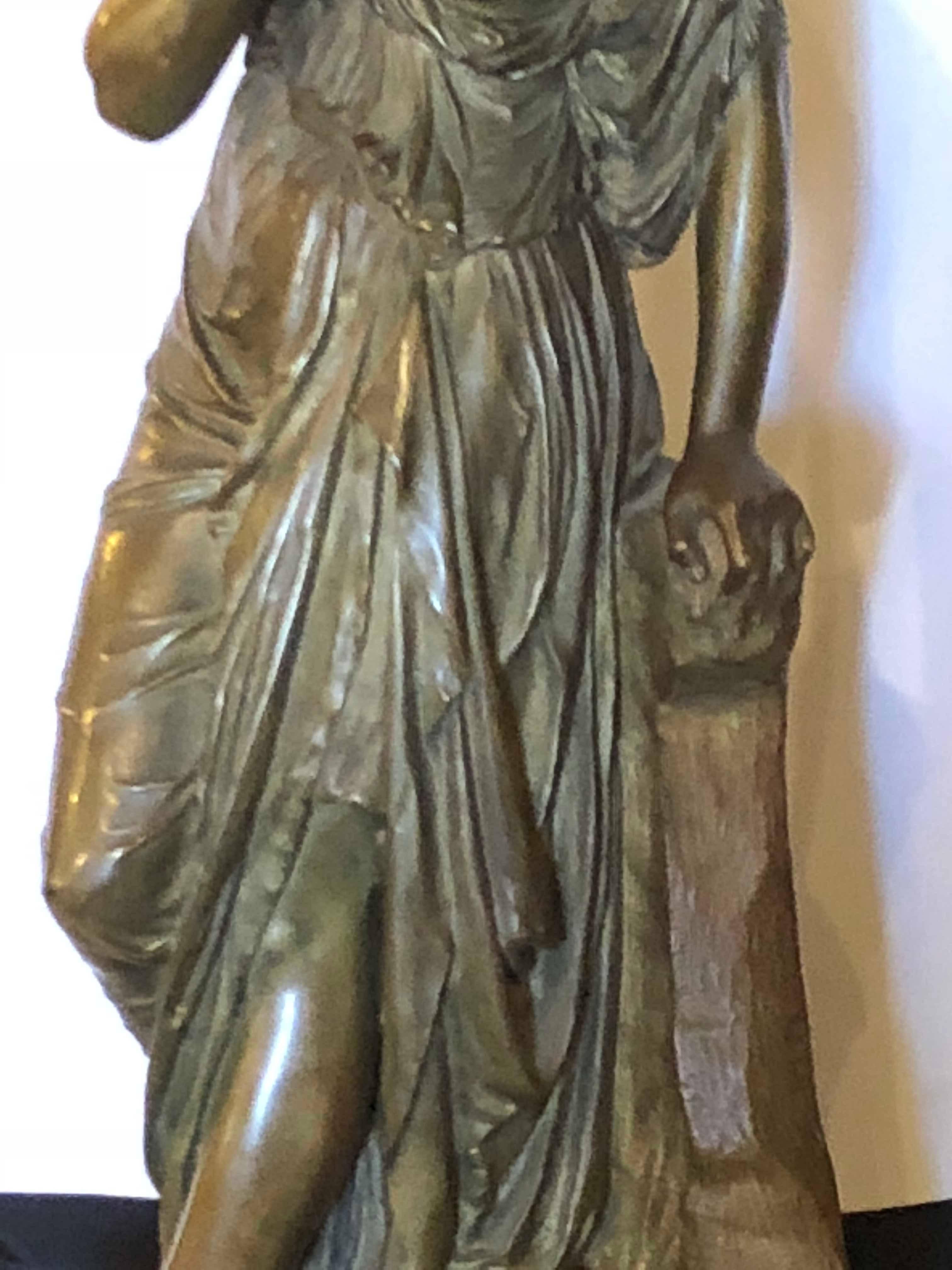 19th Century Bronze Sculpture of a Maiden in Neoclassical Form Signed E. Carlier 1