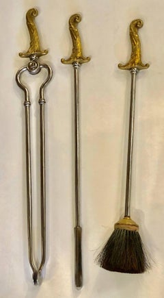 Four-Piece Fire Place Set 19th Century Heavy Bronze by WM H Jackson Co NYC, NY