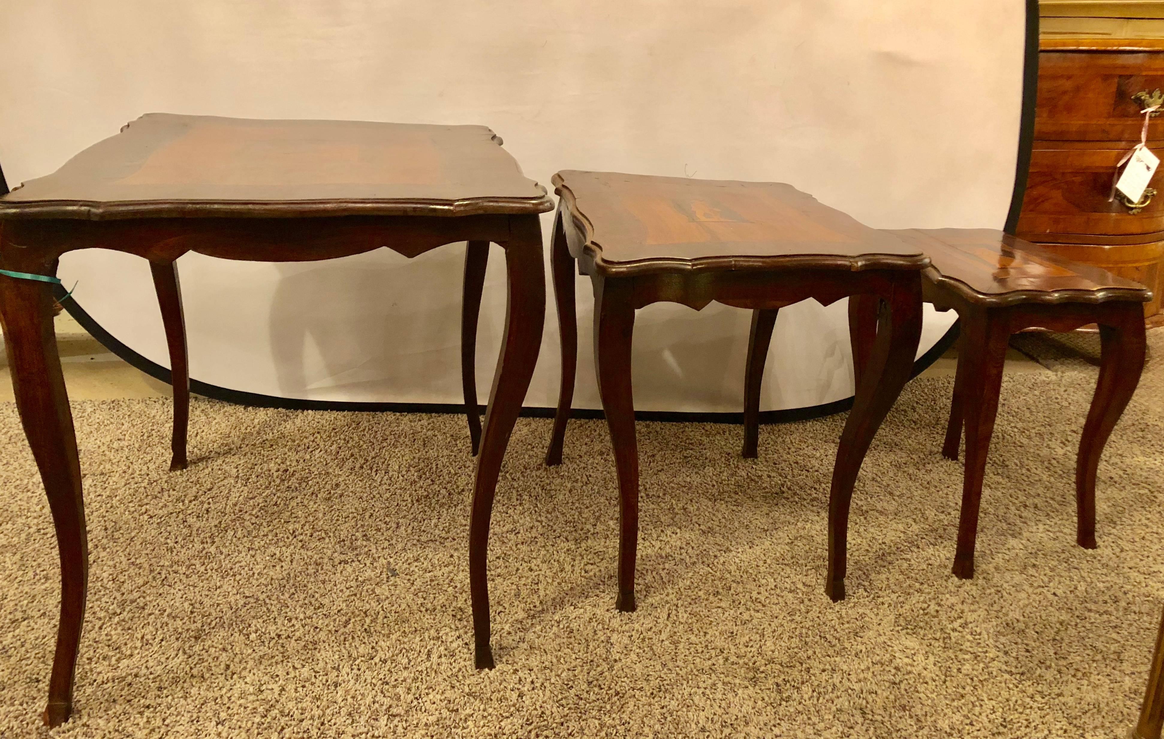 Italian 19th Century Antique Nest Of Three Stack Tables
Dimensions for Largest Table : 24.3 H 27.6 W 22.6 D
Dimensions for smallest Table : 17.75 H 15.75 W 11.38 D